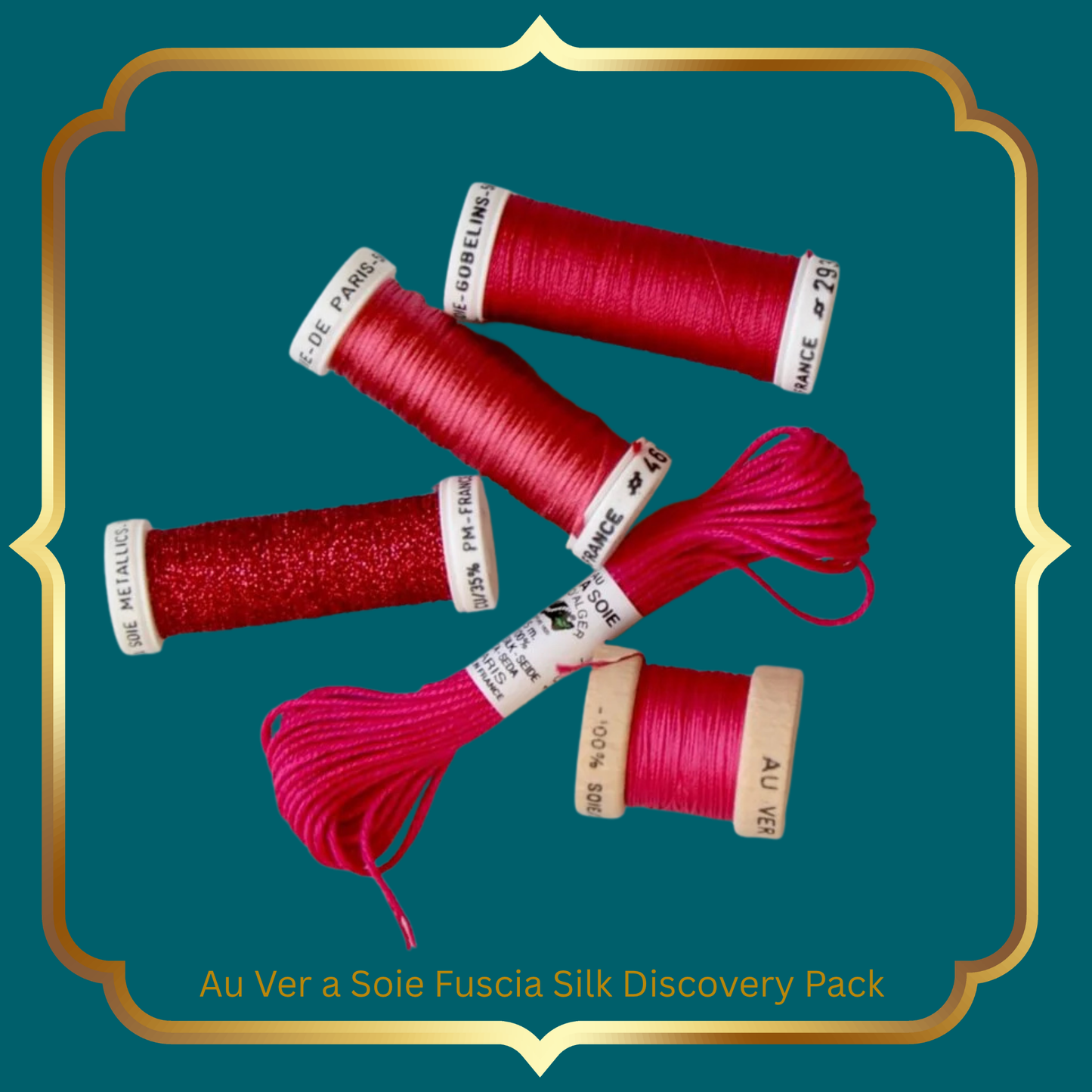 Historische Stickmuster Explorer Silk Cross Stitch Kit  Au Ver à Soie Fushia Burgundy Prune  Discovery Pack Sampler