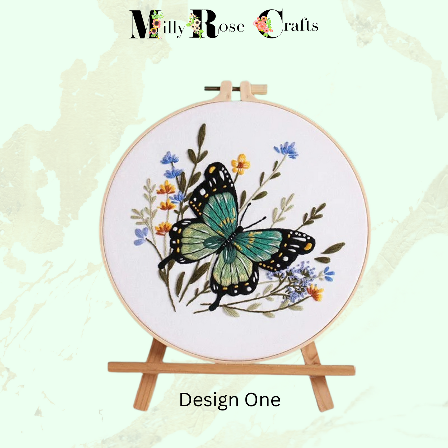 Butterfly Embroidery Kit Beginner Flower Embroidery Adult Stamped Cross Stitch Pattern, Simple Embroidery for Beginners Thread Painting Craft Gift