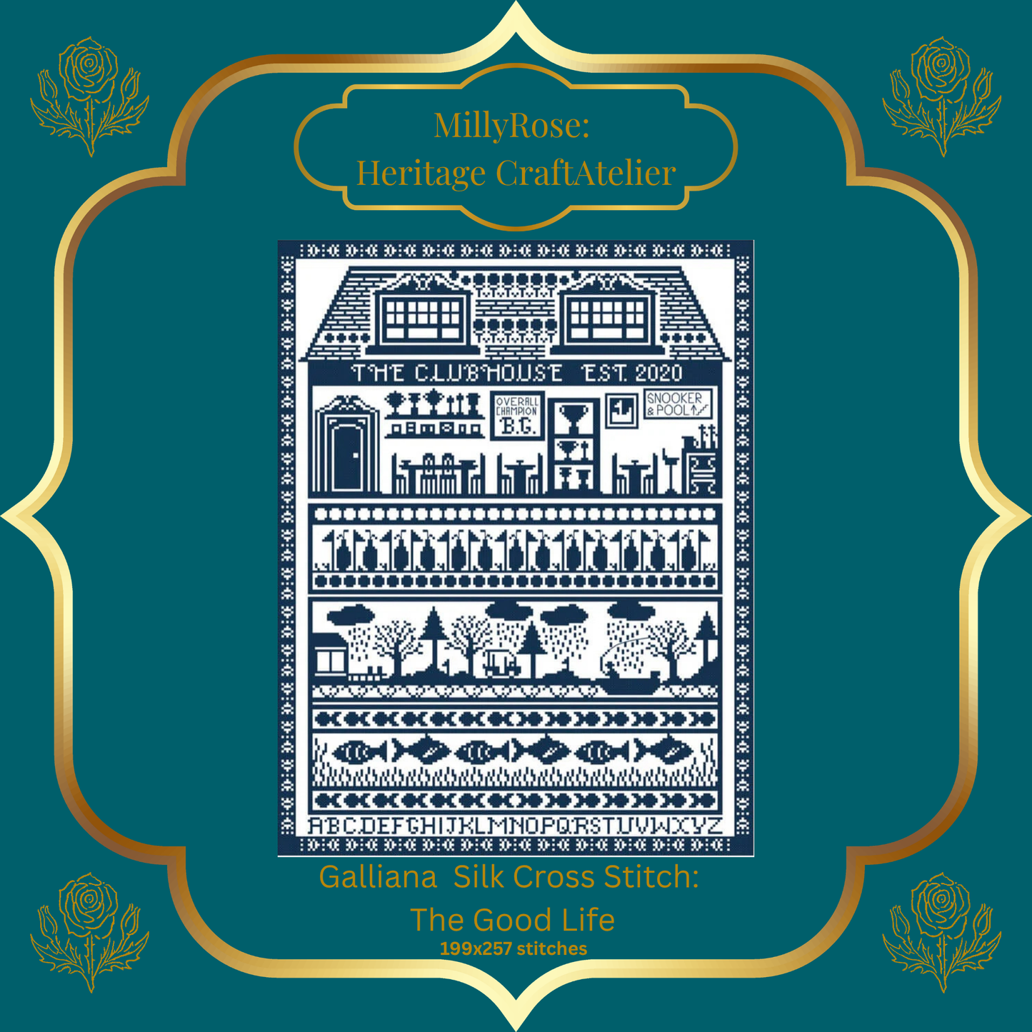 "The Bookcase" Luxury Cross Stitch Kit by Elaine Gallacher – Monochrome British Sampler with Premium Soie d'Alger Silk & Heritage Linen – Historische Stickmuster