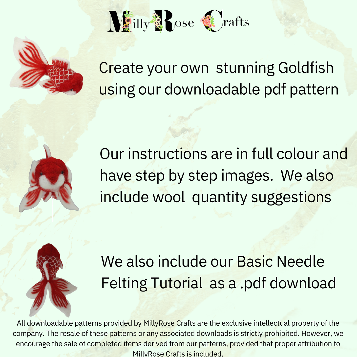 Shubunkin Goldfish Needle Felting Download Pattern .pdf Shubunkin Felting Pattern Beginner's Needle Felting Guide pdf Download DIY Felting