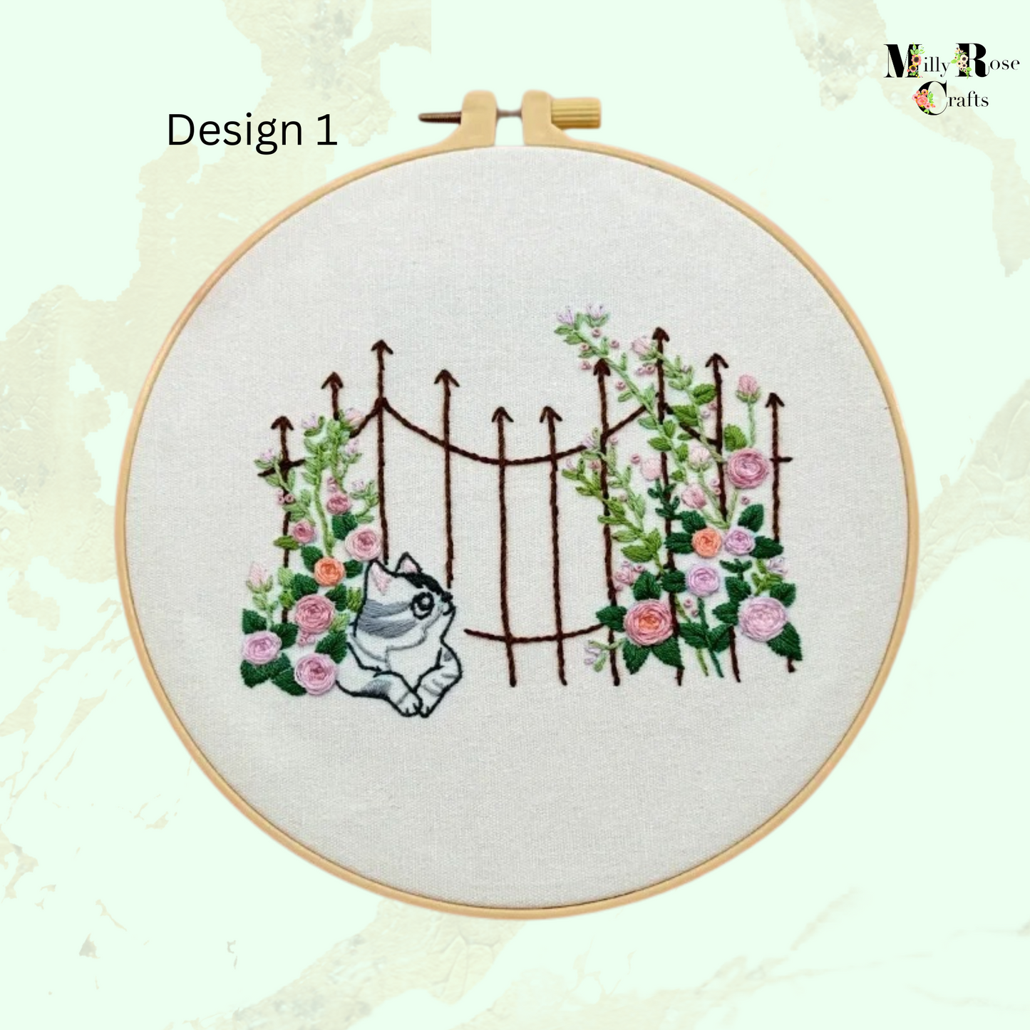 Cute Cat Embroidery Kit Beginner Embroidery Adult Stamped Cross Stitch Pattern, Simple Embroidery for Beginners