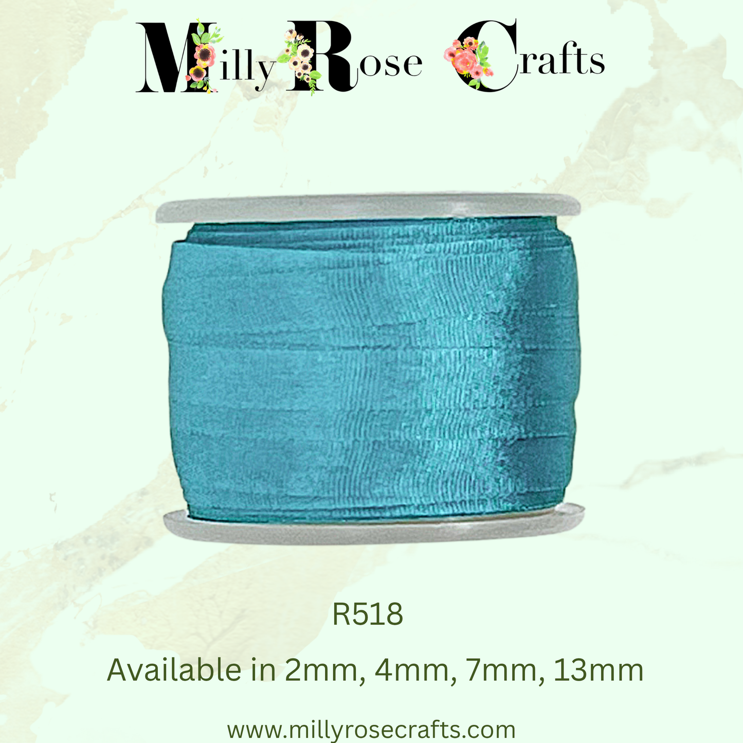 Premium 100% Mulberry Silk Ribbon  Artisan Single Color Collection 2mm,4mm,7mm,13mm,20mm widths