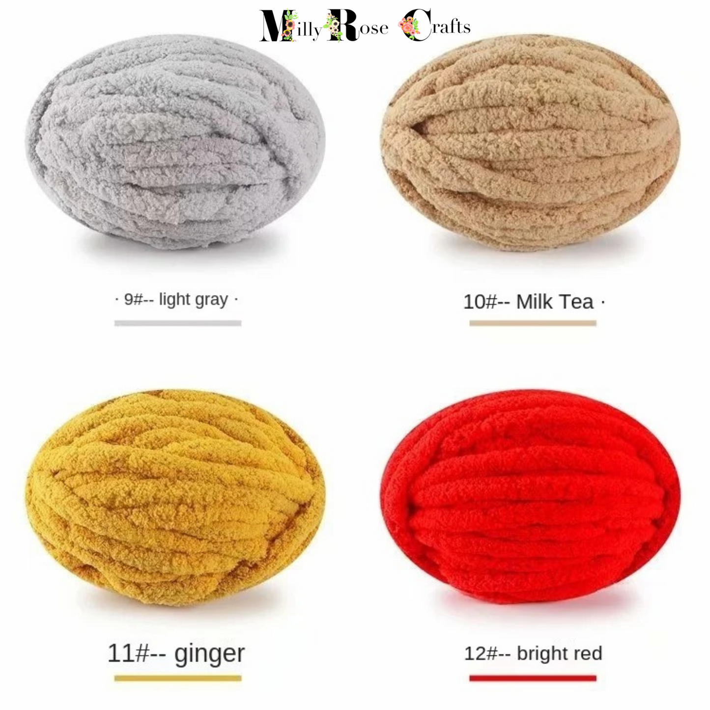 Chenille Yarn for Big Chunky Blanket Making Super Bulky Soft Polyester Extra Thick Fluffy Jumbo Chunky Knit Yarn for Arm Knitting Home Decor