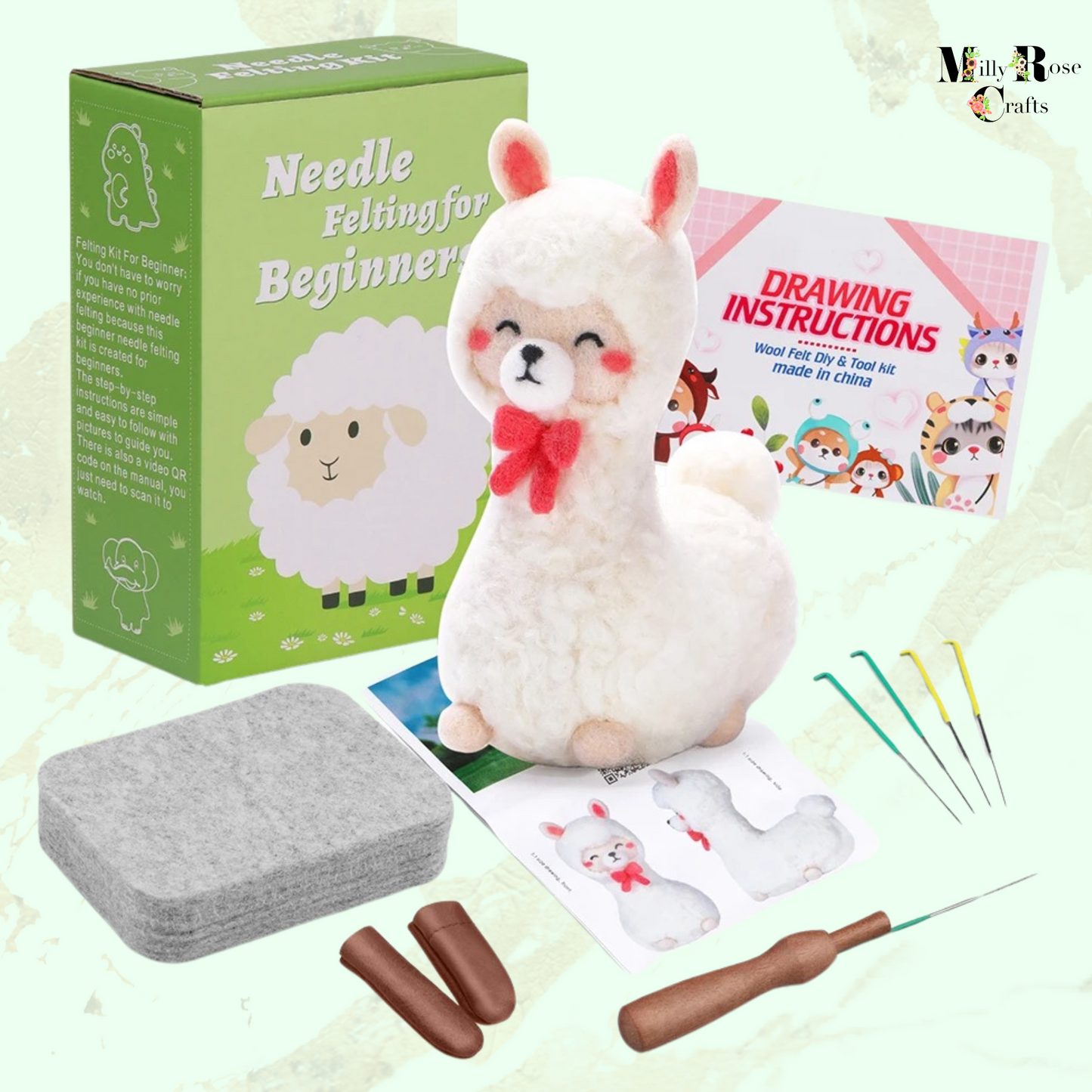 Amigurumi Alpaca Needle Felting Kit, Beginner Llama Needle Felting Adult,  Wool Felting Mat Perfect Craft Gift Idea