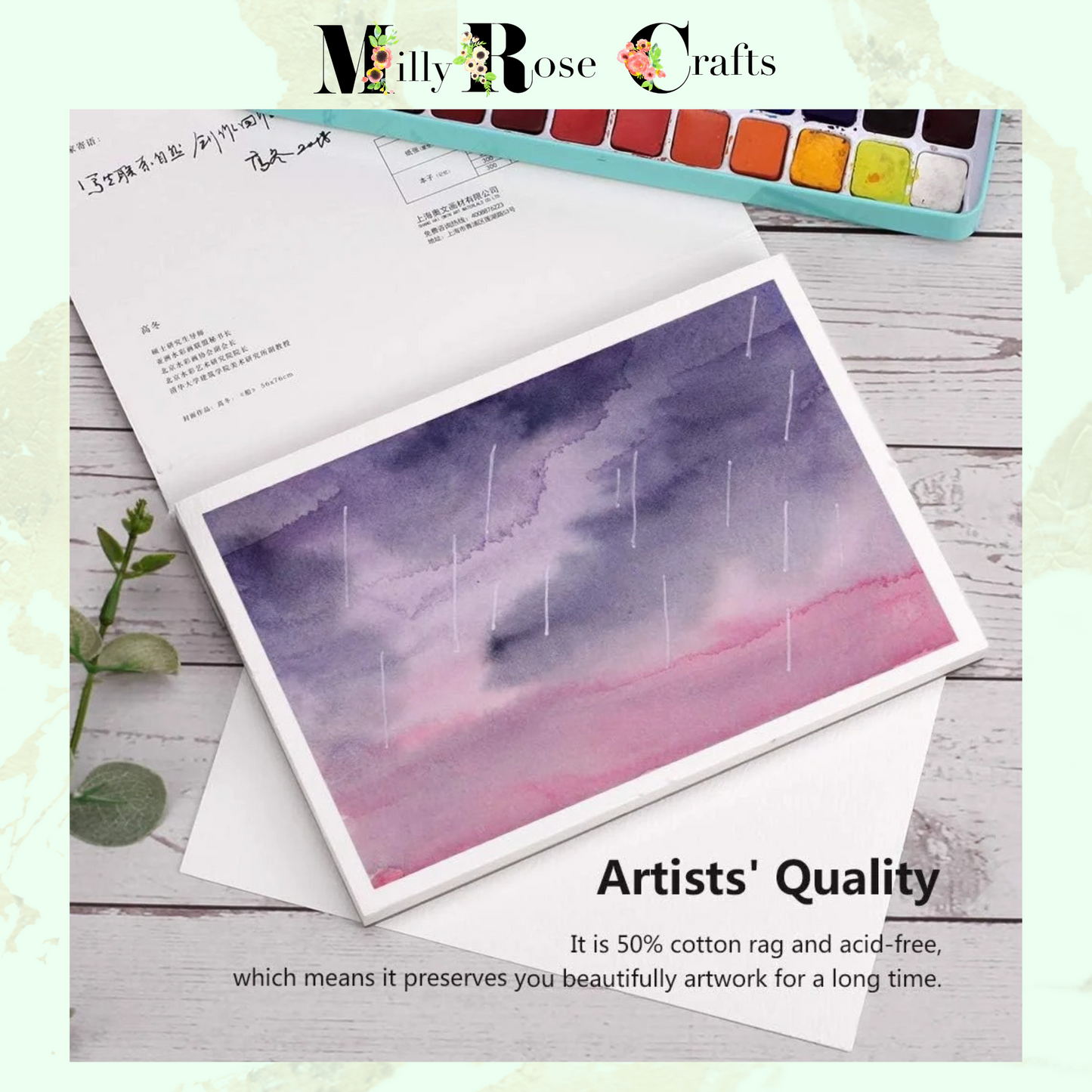 Paul Rubens Artist Watercolour Book Cold Pressed 32k 300gsm High Absorbency  Artist Quality Watercolor Drawing Paper 50% Cotton 20 Sheets