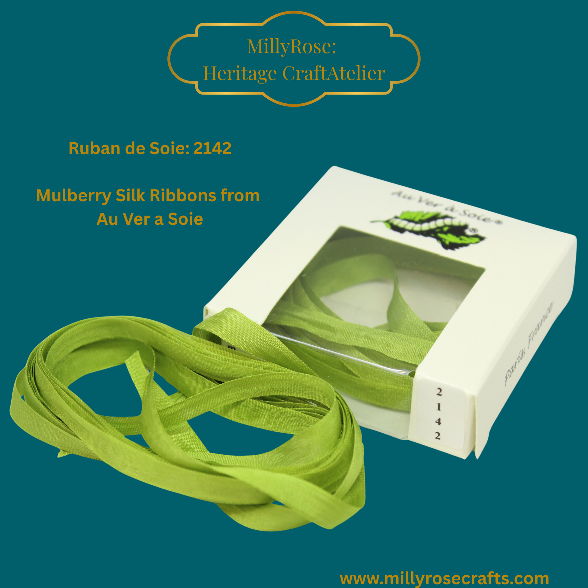 Au Ver à Soie 4mm 7mm mulberry silk ribbon color 2142 official swatch