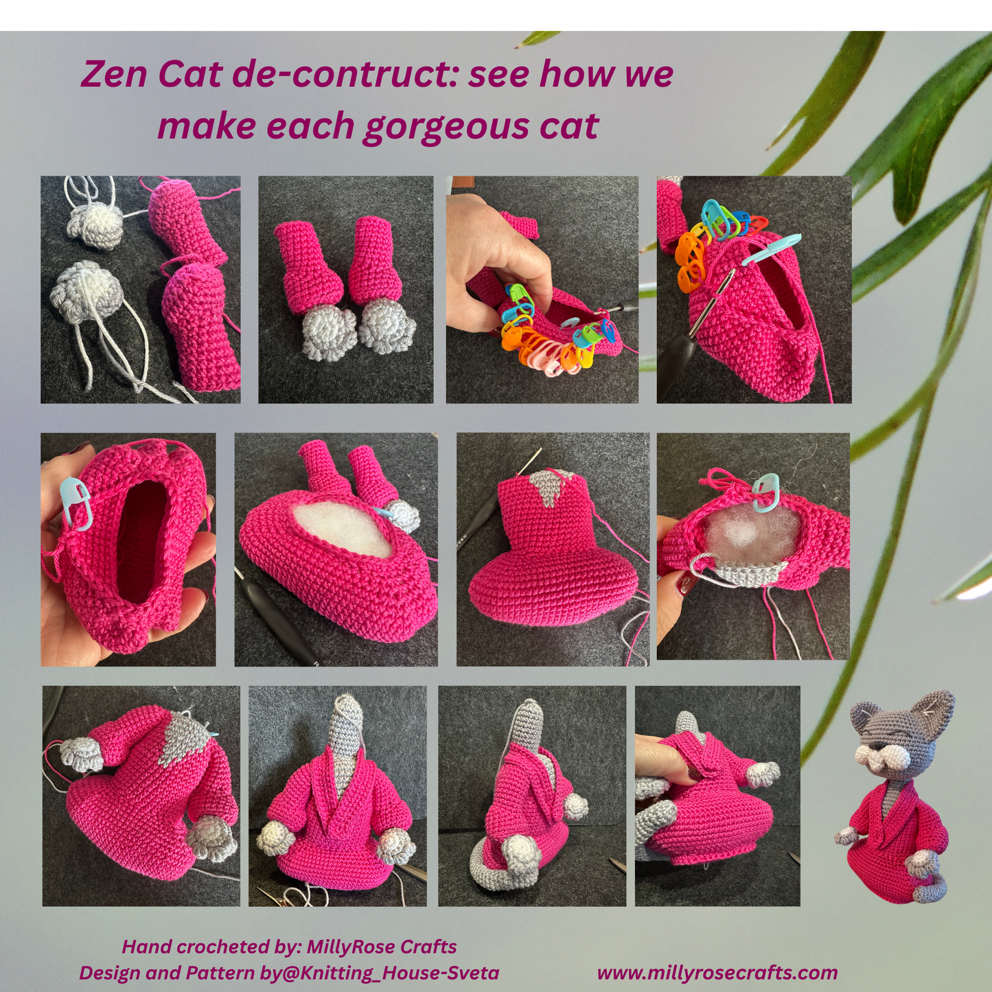 Hand Crocheted Meditating Zen Cat Peaceful Monk Amigurumi  Meditation & Wellbeing Altar Artisan Gift