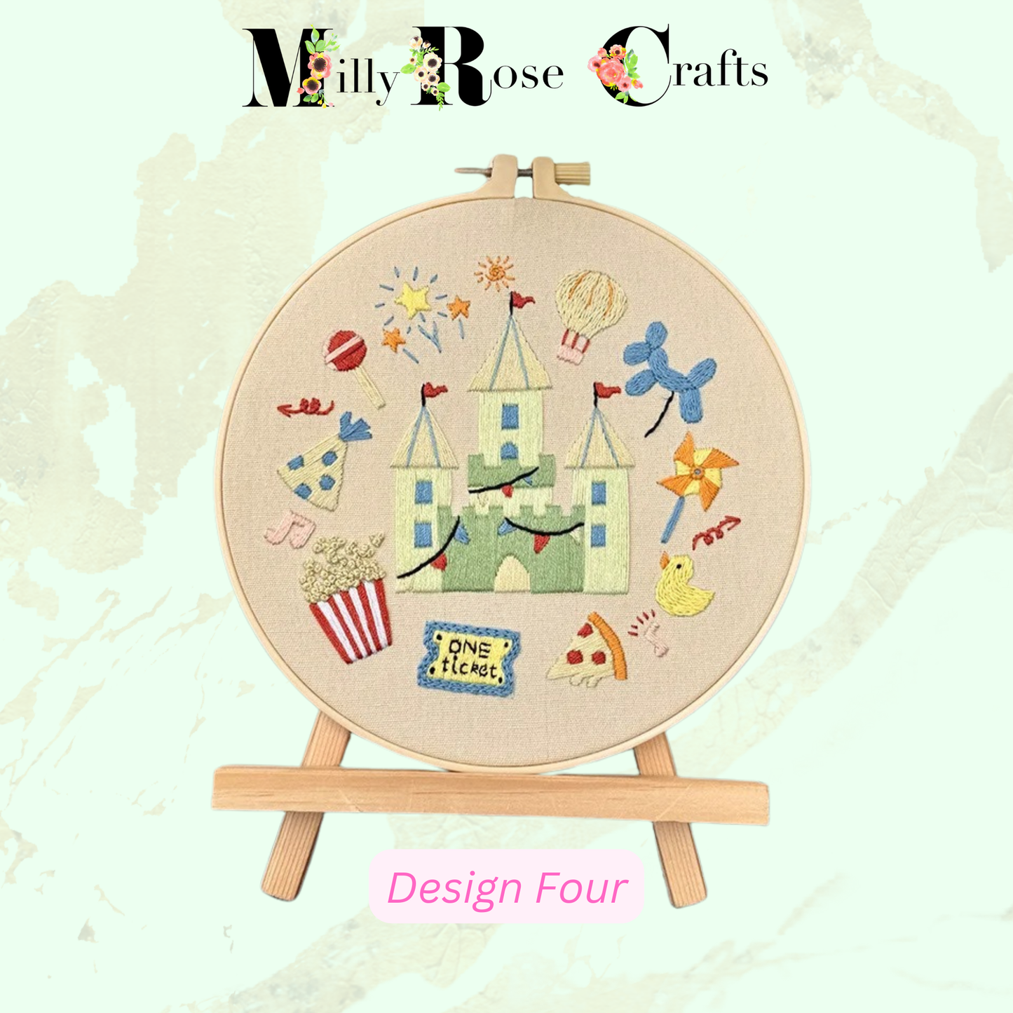 Fun Fair Carousel Embroidery Kits DIY Nursery Embroidery Kit for Beginners Adults Circus Embroidery Castle Stamped Cross Stitch Perfect Craft Gift Idea