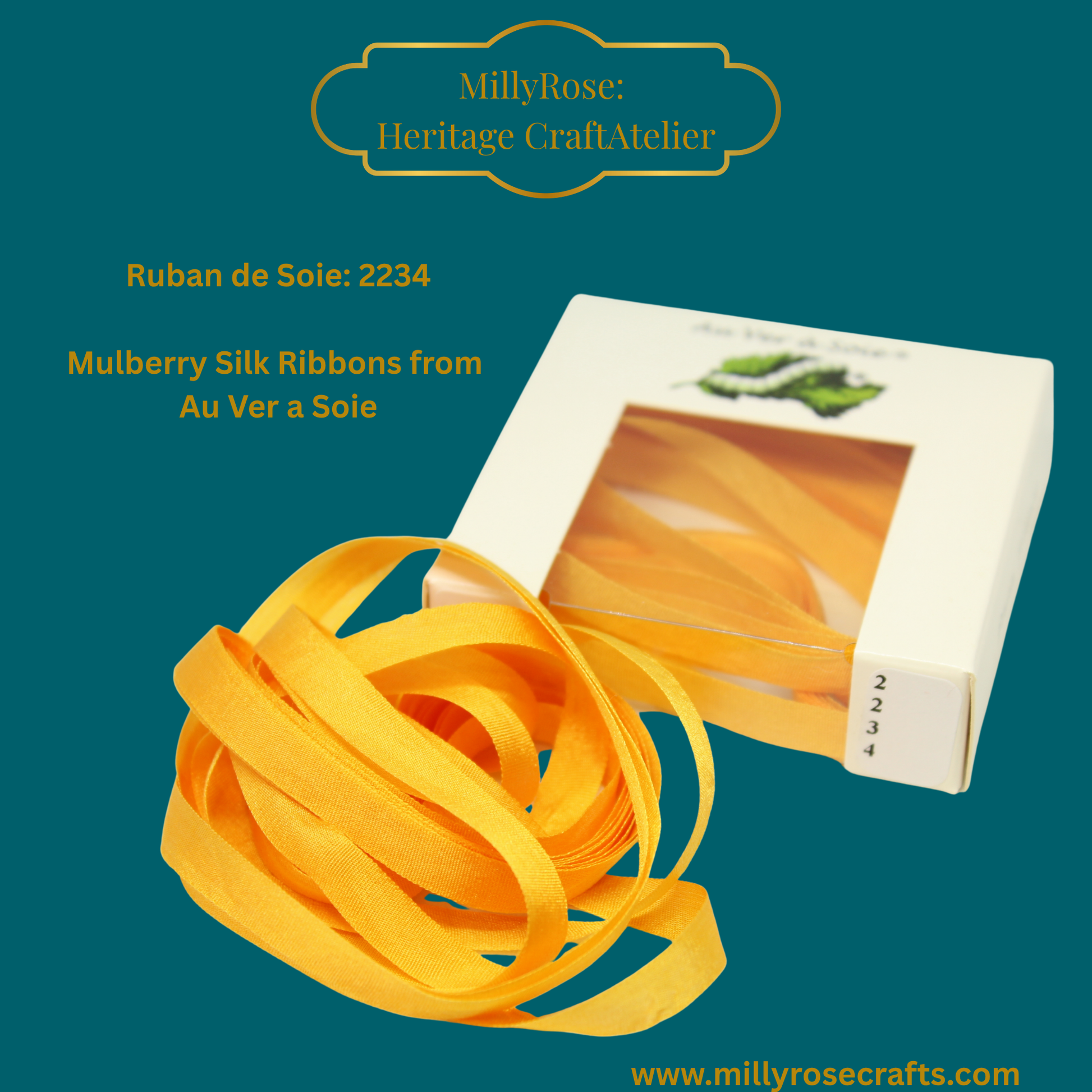 Au Ver à Soie 4mm 7mm mulberry silk ribbon color 2234 official swatch