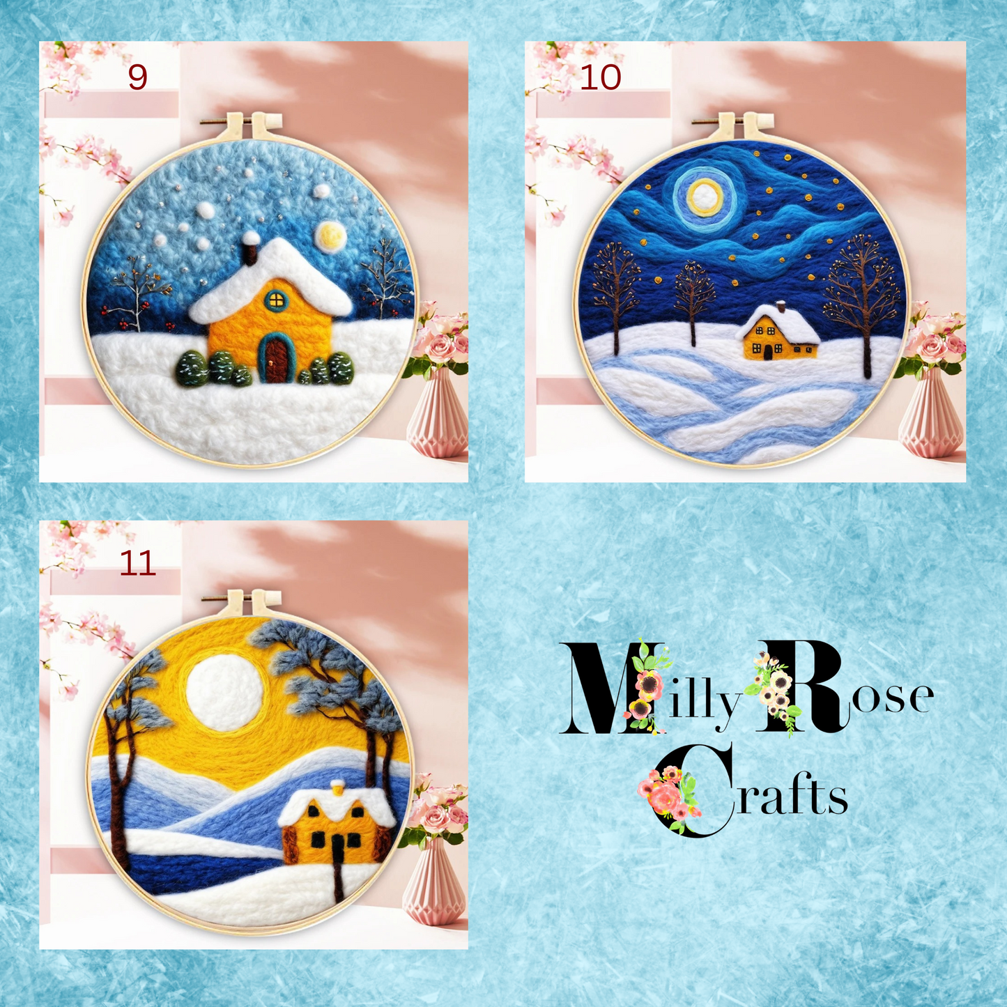 2D Winter Needle Felting Kits Starry Night Needle Painting Kit Snow Scene Needle Felting Kit Winter Craft Decor Perfect Christmas Gift Idea