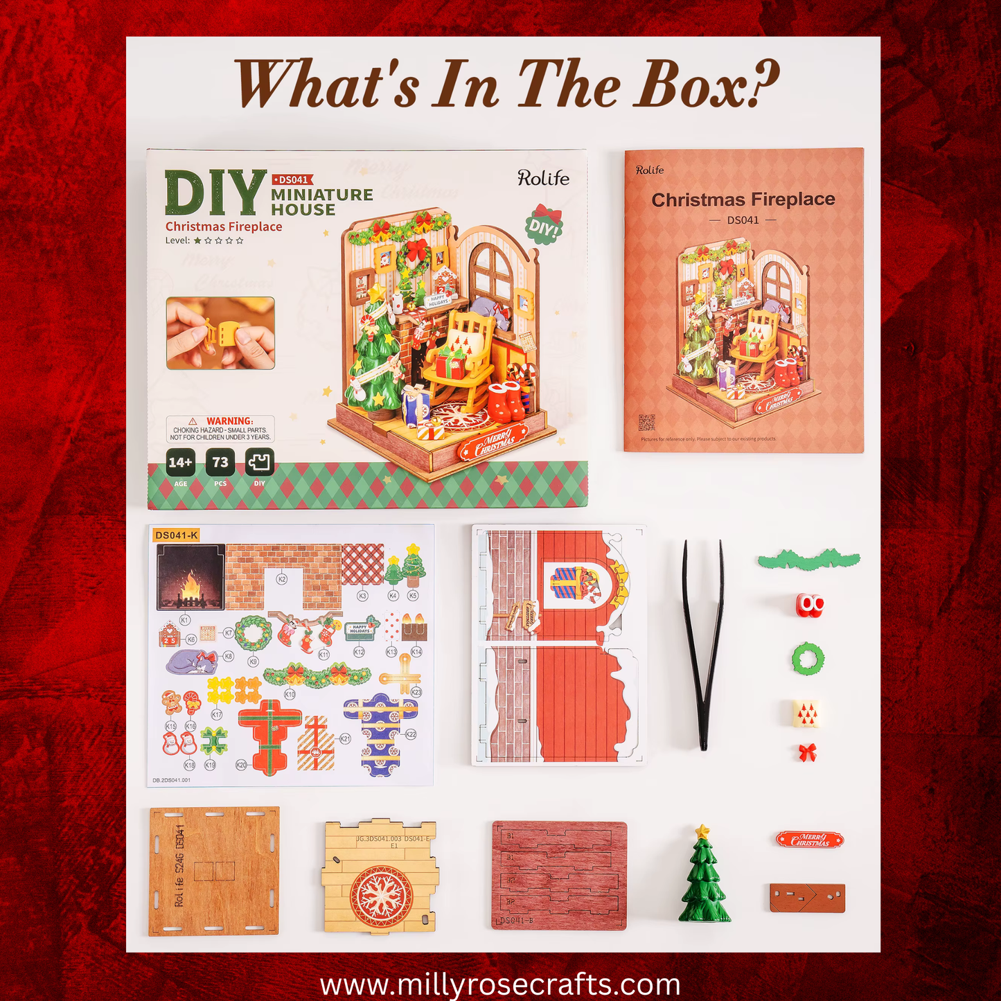 Rolife Christmas Fire Place 3d Mini House Robotime Building Craft Kits DIY Miniature House Kit Decoration for Adults Gift For Christmas