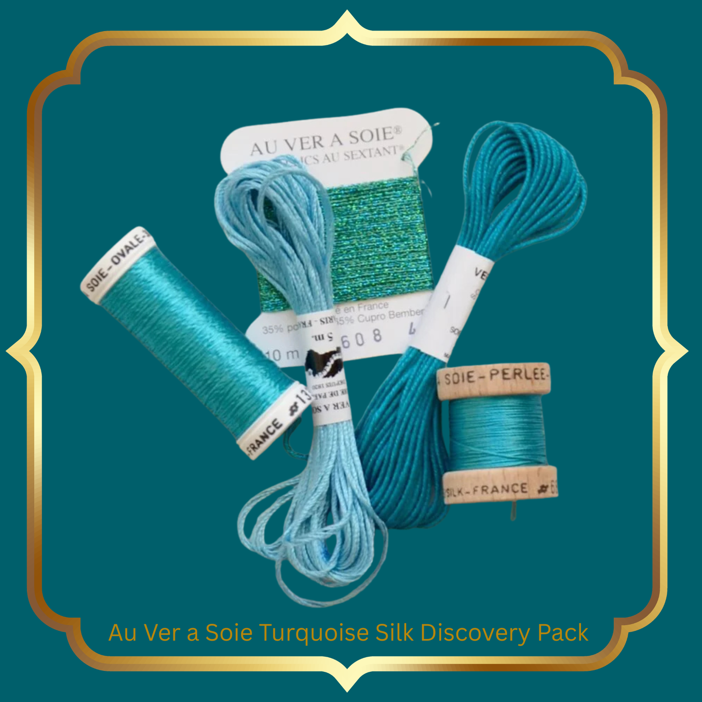 Historische Stickmuster Explorer Silk Cross Stitch Kit  Au Ver à Soie Turquoise Discovery Pack Sampler
