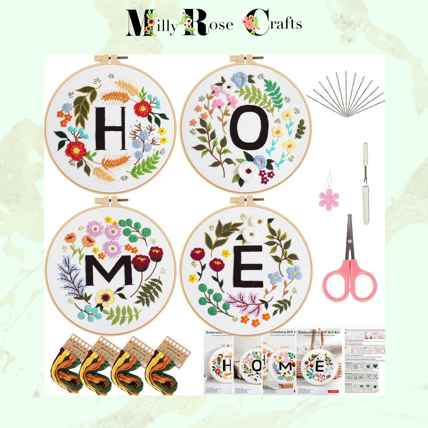 Love Embroidery Kit Beginner Home Embroidery Adult Stamped Cross Stitch Pattern, Simple Embroidery for Beginners  Set of 4 Embroidery KitsCraft Gift