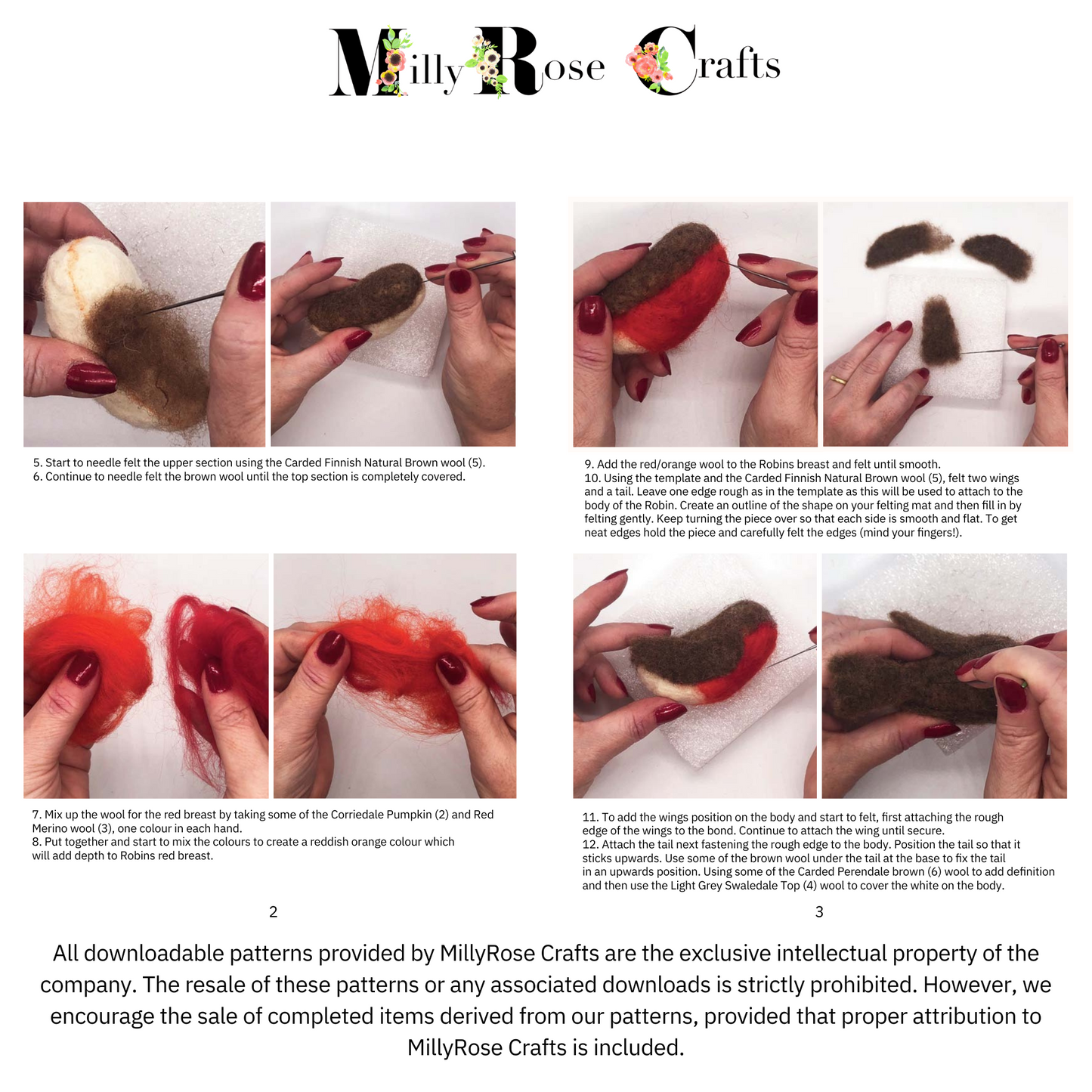 Robin Needle Felting Pattern pdf Felted Robin Redbreast Xmas Felting Download Pattern Beginner's Needle Felting Guide pdf DIY Felted Bird