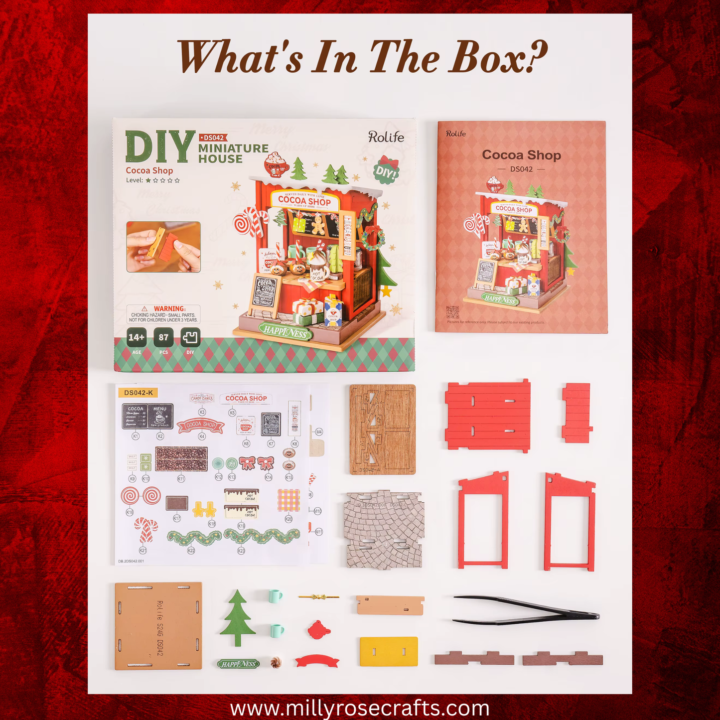 Rolife Christmas Cocoa Shop 3d Mini House Robotime Building Craft Kits DIY Miniature House Kit Decoration for Adults Gift For Christmas