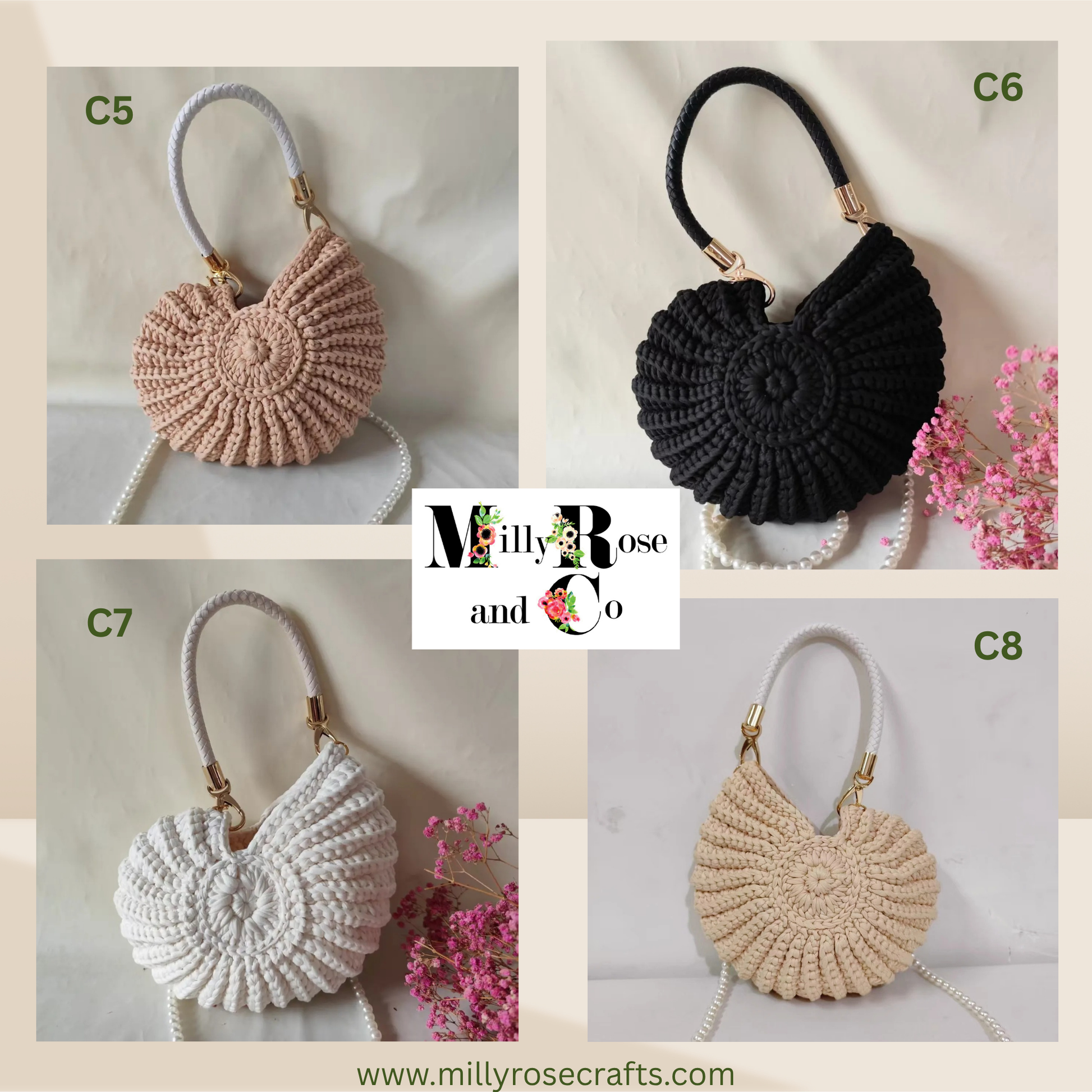 Crochet Nautilus Shell Hand Bag