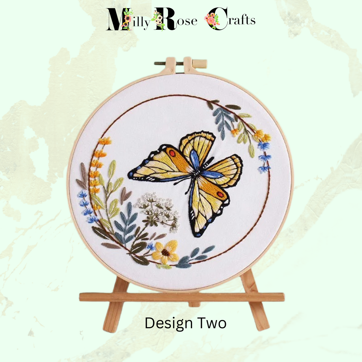 Butterfly Embroidery Kit Beginner Flower Embroidery Adult Stamped Cross Stitch Pattern, Simple Embroidery for Beginners Thread Painting Craft Gift