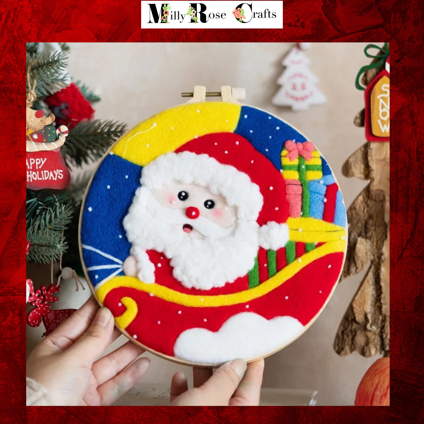 2D Christmas Needle Felting Kits Xmas Wool Painting Kits Winter Snow Needle Felting Kit Perfect Christmas Gift Idea