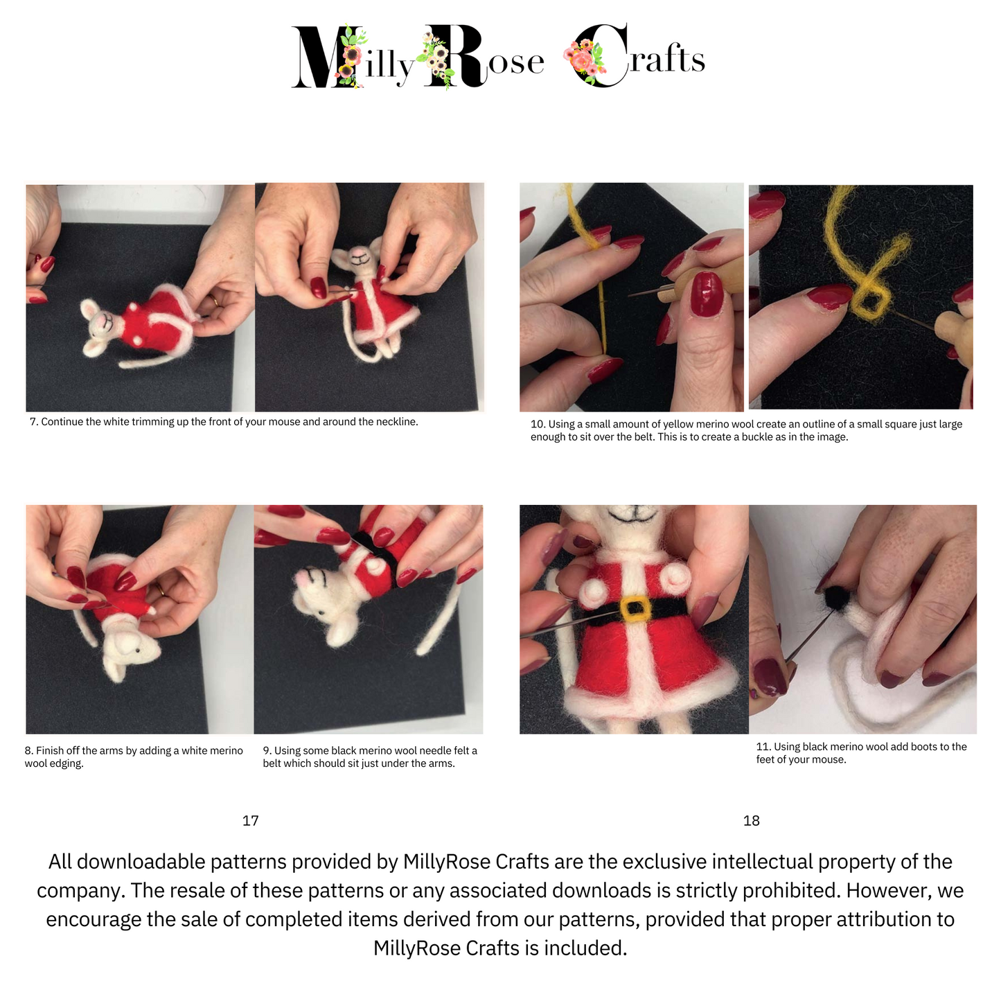 Christmas Mice Needle Felting Pattern pdf Felted Santa Mouse Xmas Felting Download Pattern Beginner's Needle Felting Guide pdf DIY Felting