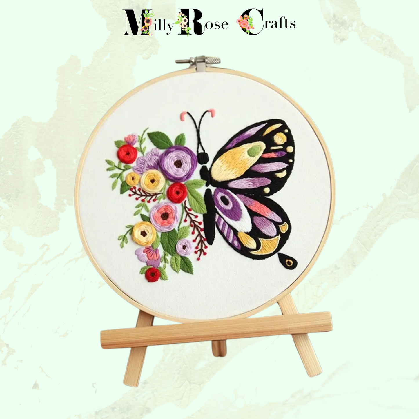 3 Set Butterfly Embroidery Kit DIY Beginner Butterfly Flower Embroidery Kit  Preprinted Cloth Embroidery Threads for Craft Lover Hand Stitch