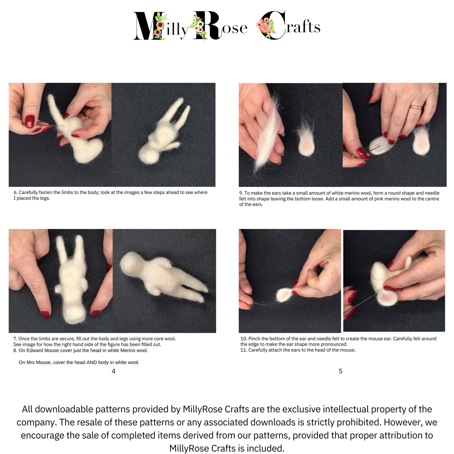 Mouse Needle Felting Download Pattern .pdf Edward & Mrs Mouse Felting Pattern Beginner's Mice Needle Felting Guide pdf Download DIY Felting