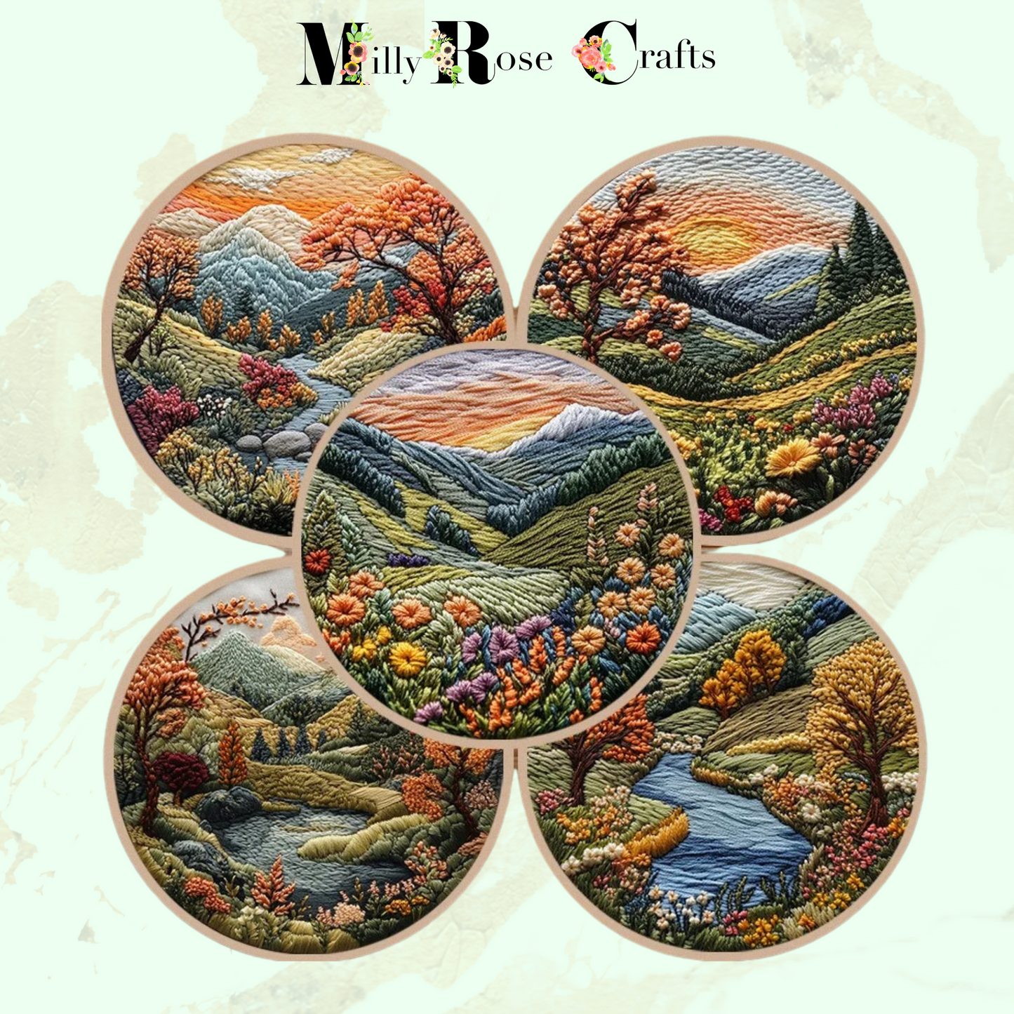 Rustic Moorland Embroidery Kit Countryside Landscape Embroidery Adult Intermediate Complete DIY Stamped Cross Stitch 15cm Hoop Craft Gift