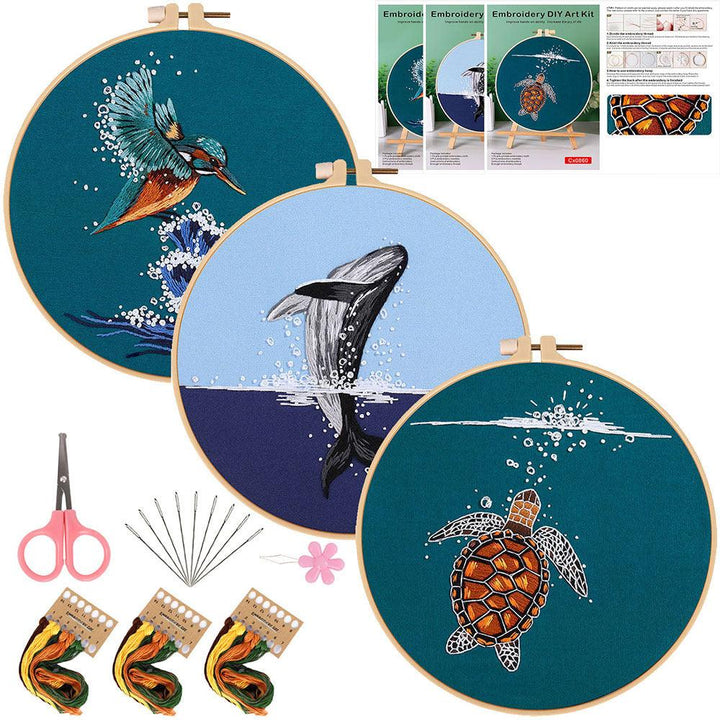 Kingfisher Whale Sea Turtle Swan Embroidery kits