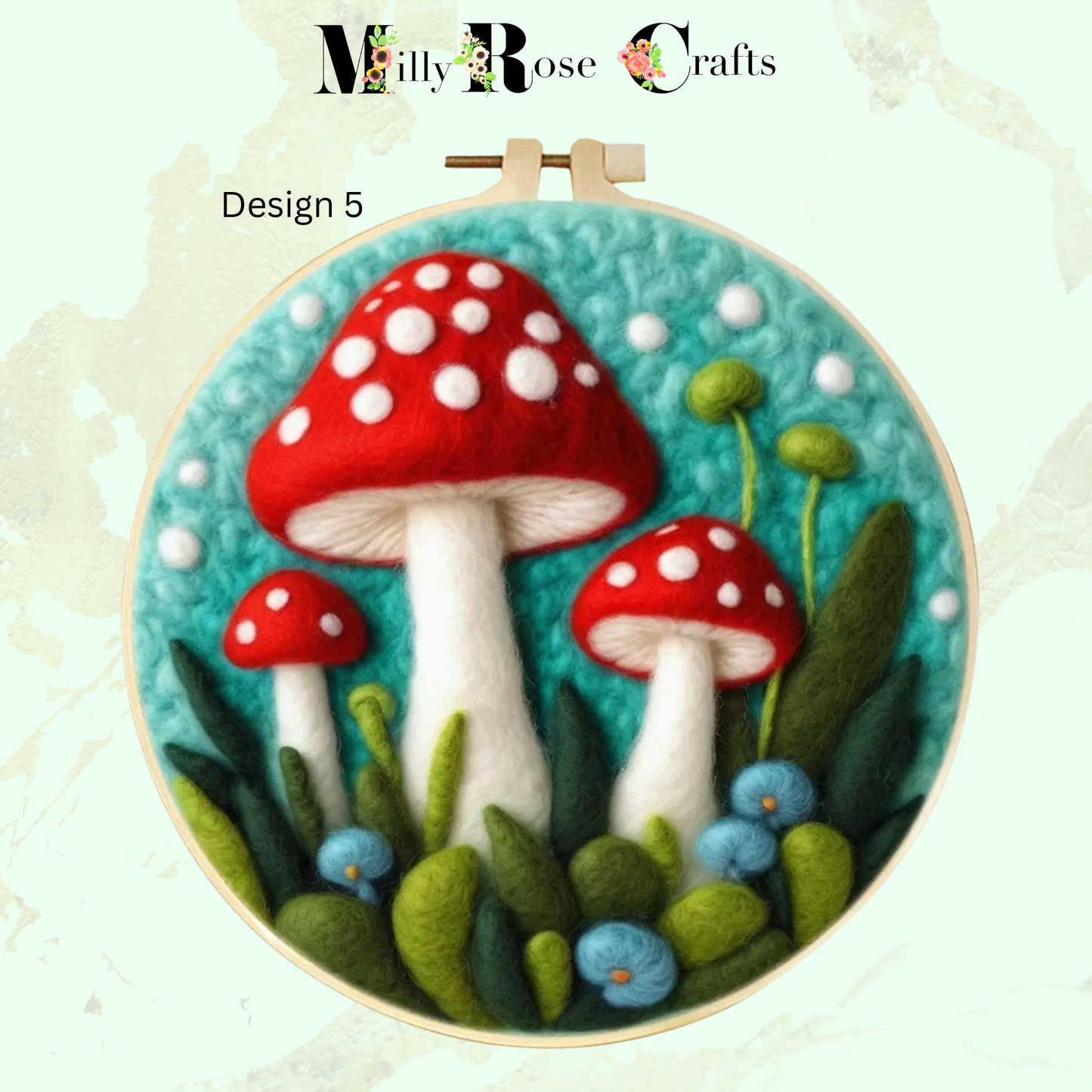 Mushroom Felting Kit 2d Wool Painting Merino Wool Felt Kit Beginner Easy Felting Kit Adult, Christmas Craft Gift Idea Set 2