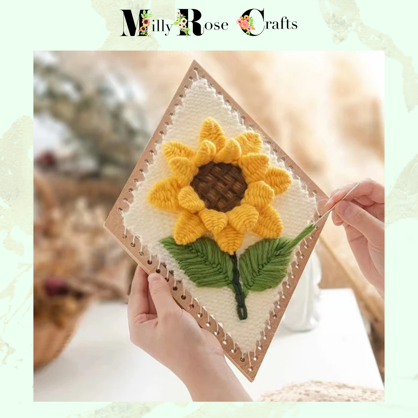 3D Sunflower Weaving Embroidery Kit Create 3D Embroidered Art Weaving Loom Supplies Set Crochet Craft Kit For Adults