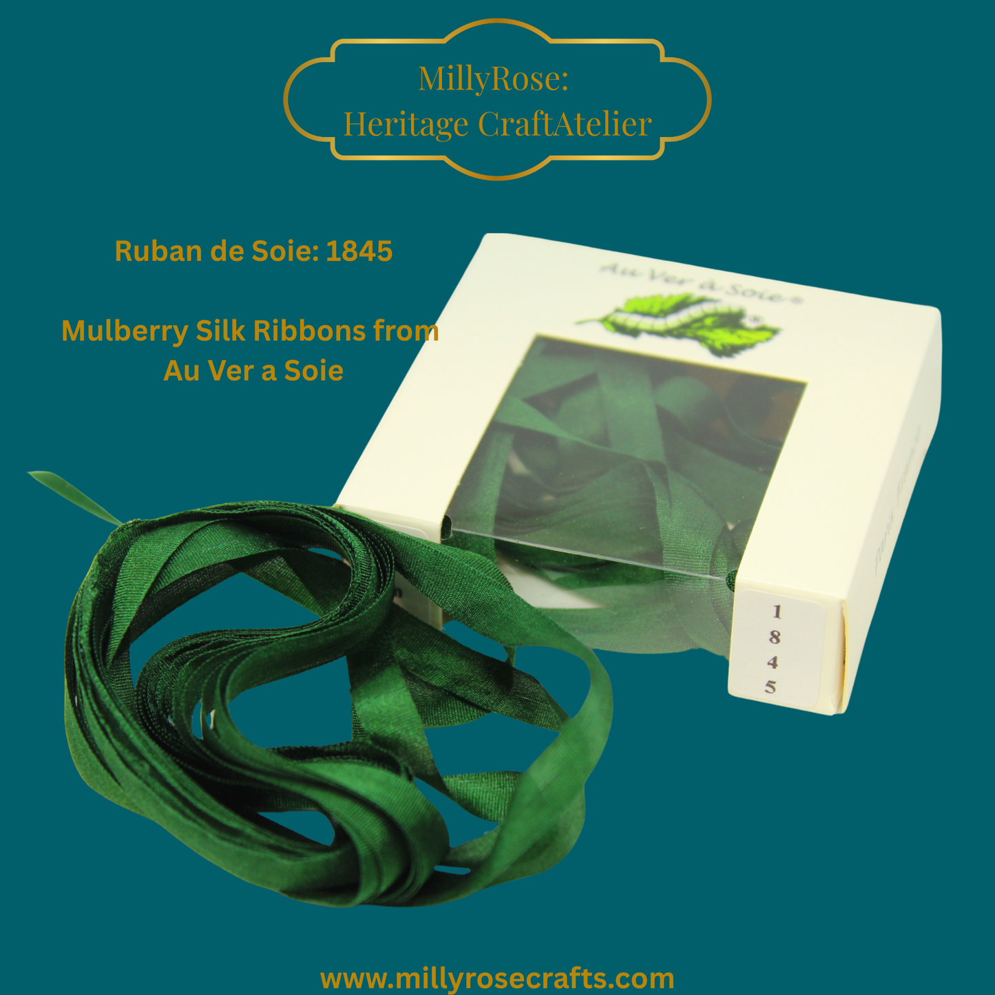 Au Ver à Soie 4mm 7mm mulberry silk ribbon color 1845 official swatch