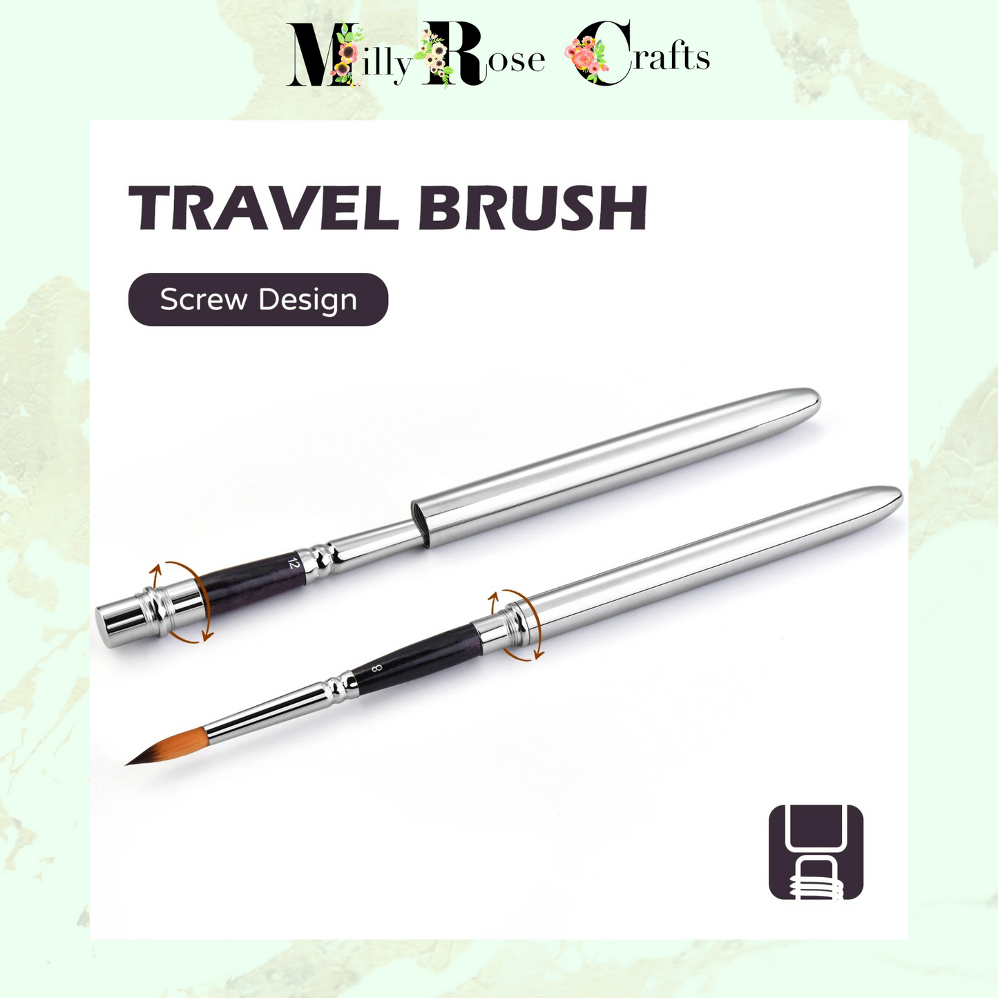 Travel Watercolour Brushes Compact Retractable Round Pointed Paint Brushes Mini Watercolour Brush Set Plein Air Paint Brush Organiser Gouache Brushes Travel Artist Brush