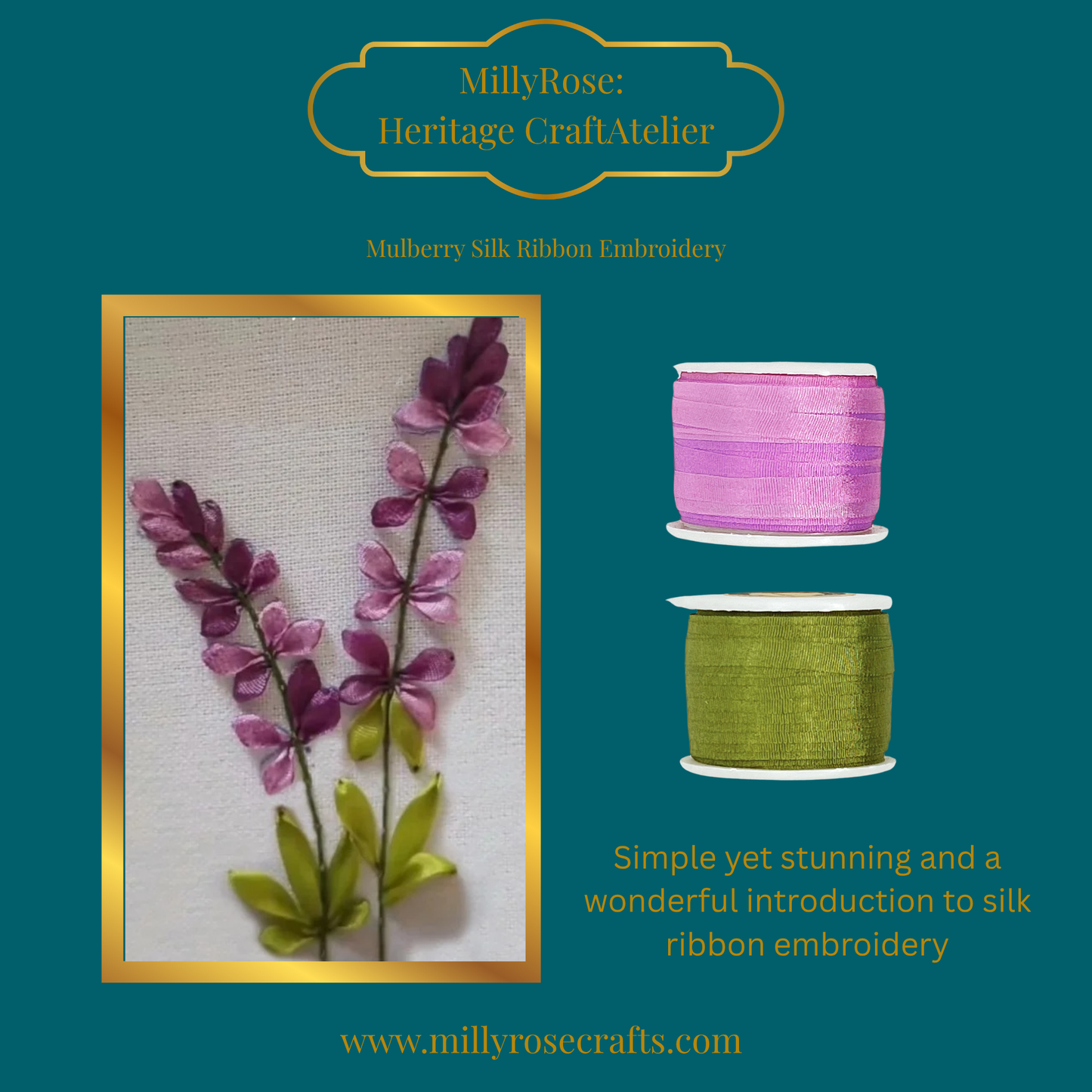 Mulberry Silk Ribbon Lavender Embroidery Kit Beginner Friendly – Silk Road Collection