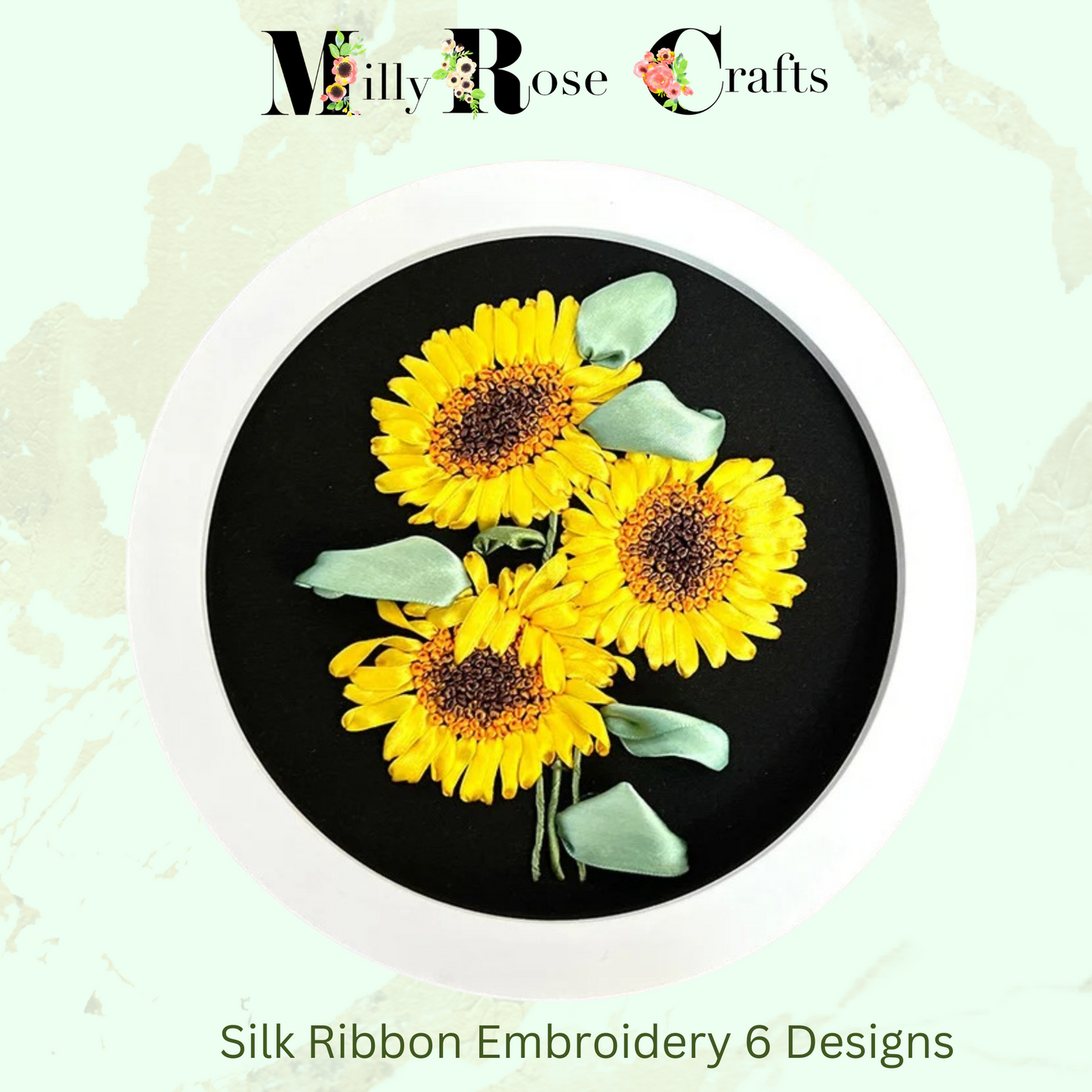 Sunflower Silk Ribbon Embroidery Kit, Roses Silk Ribbon Embroidery Kit Wisteria Meadow Clover Beginner Needlework Kit  Craft Kit Adult