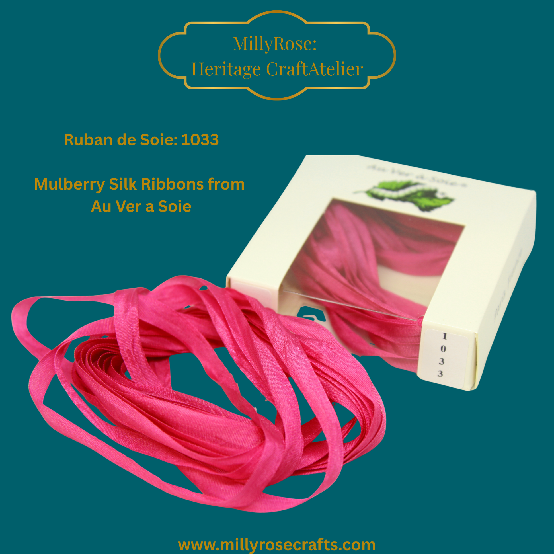 Au Ver à Soie 4mm 7mm mulberry silk ribbon color 1033, official swatch