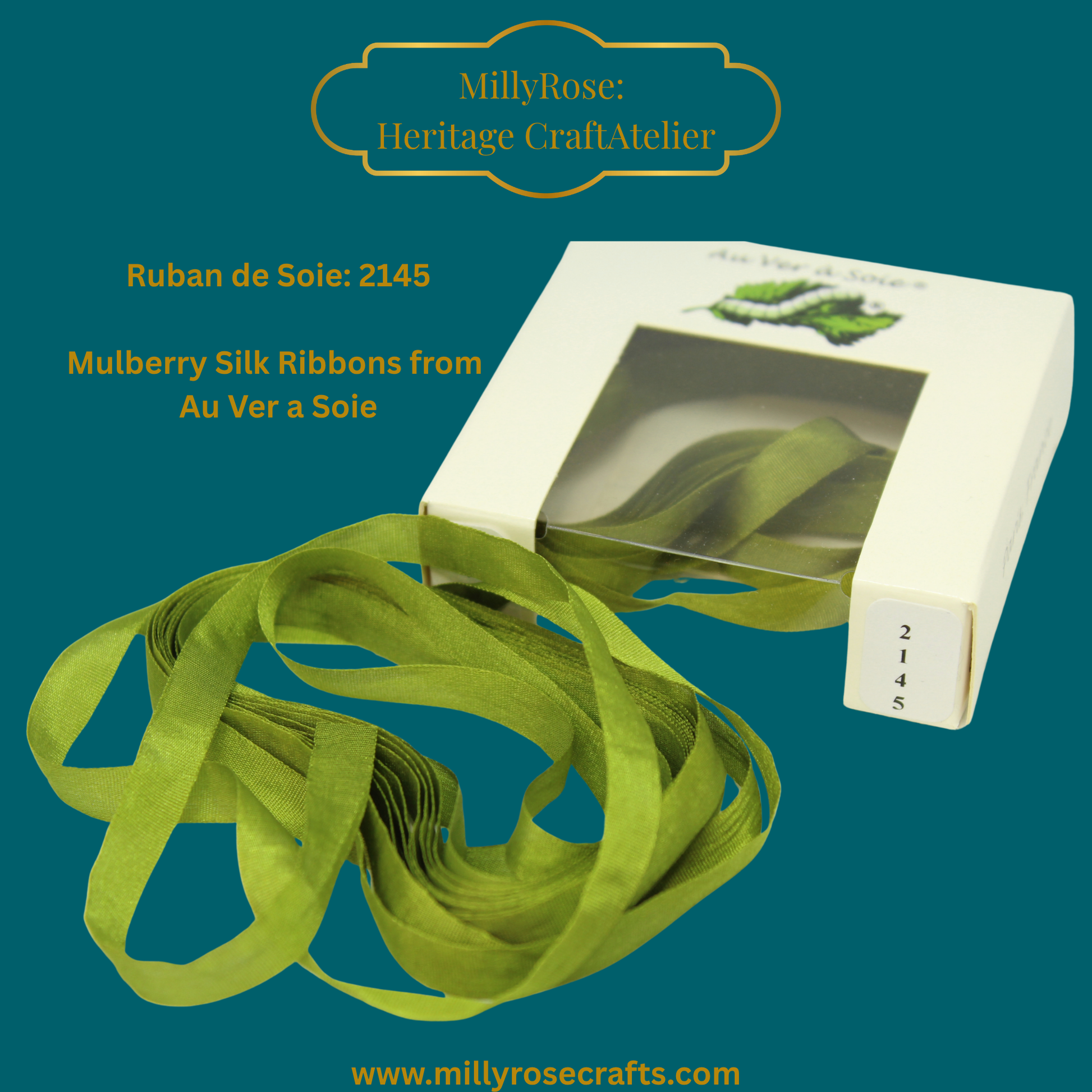 Au Ver à Soie 4mm 7mm mulberry silk ribbon color 2145 official swatch