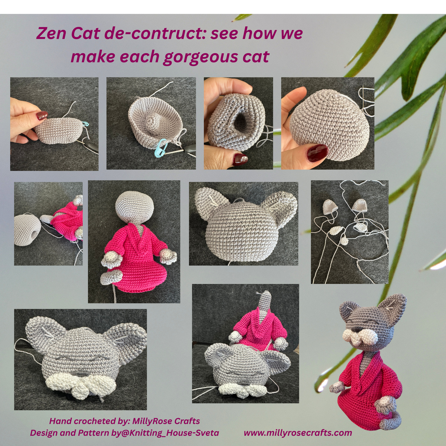 Hand Crocheted Meditating Zen Cat Peaceful Monk Amigurumi  Meditation & Wellbeing Altar Artisan Gift