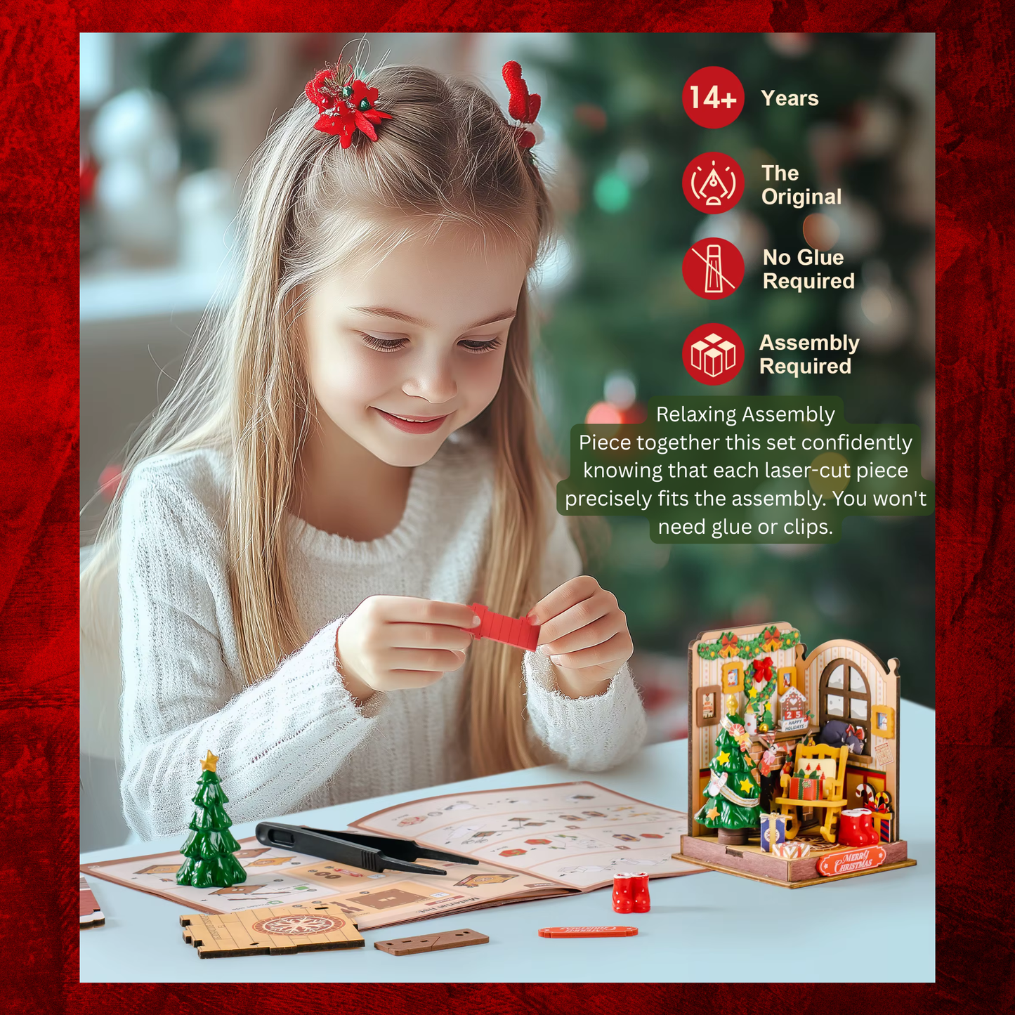 Rolife Christmas Fire Place 3d Mini House Robotime Building Craft Kits DIY Miniature House Kit Decoration for Adults Gift For Christmas