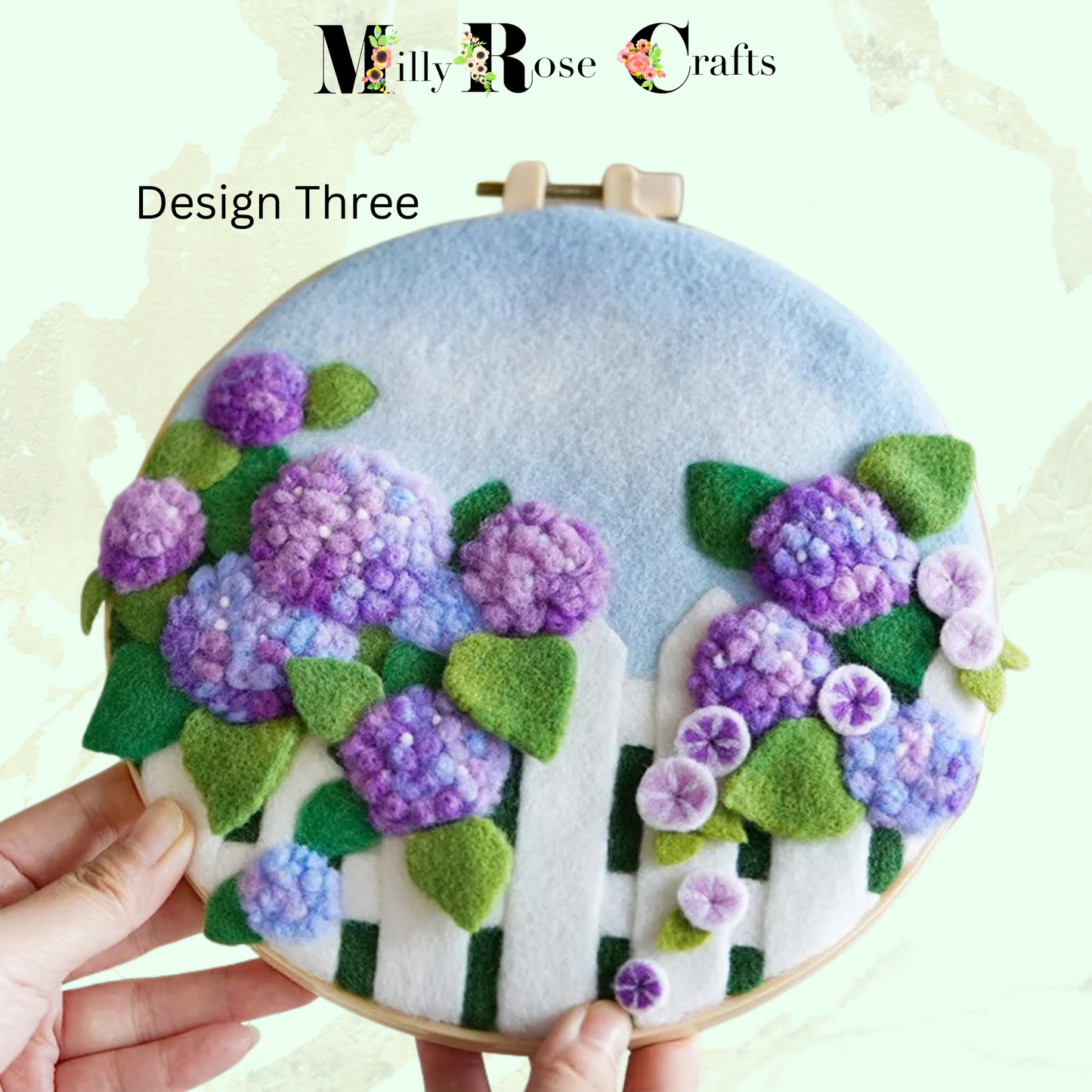 2D Needle Felting Kit Hydrangea Wool Painting Kit for beginners Tulips Needle Felting Picture 2D Poppies Craft Gift