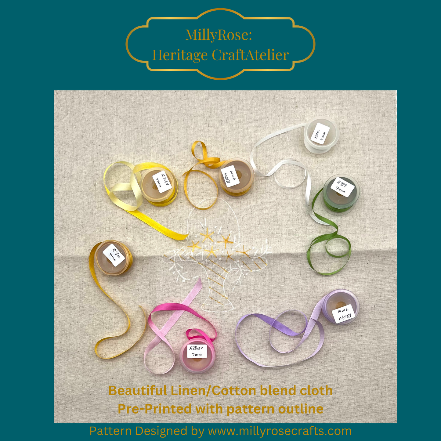 Rose Basket Mulberry Silk Ribbon Embroidery Kit | Original Heritage Floral Design by MillyRose