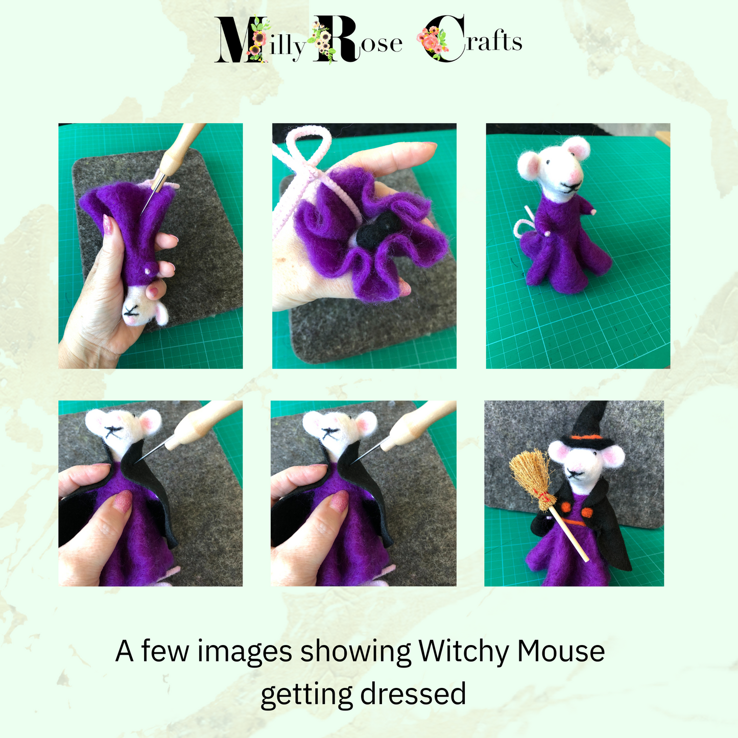 Witchy Mouse Felting Download Pattern .pdf Witch & Pumpkin Felting Pattern Beginner's Halloween Needle Felting Guide pdf Download DIY Felting