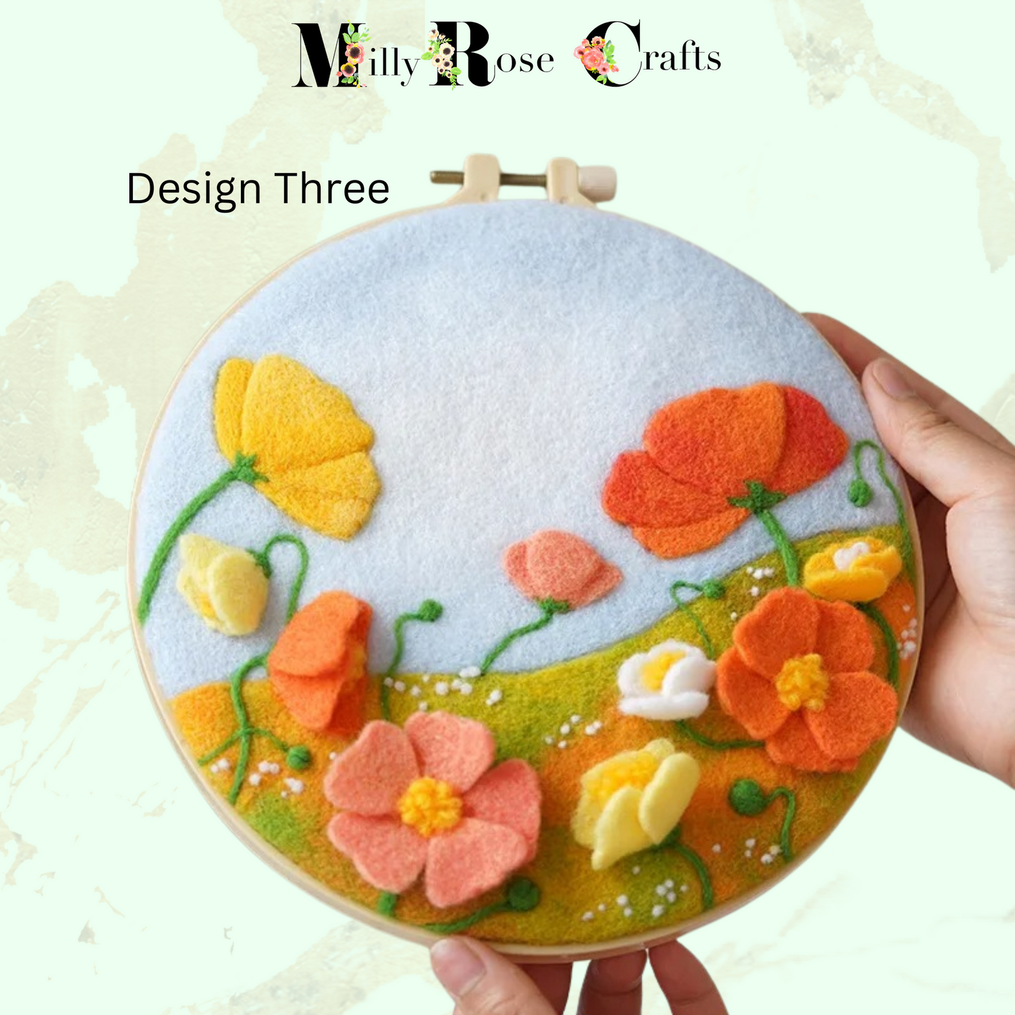 2D Needle Felting Kit-Wool Painting Kit for beginners, Poppies, Lavender, Balloons, Sunflowers and Wheat 2D Needle Felting Kit.