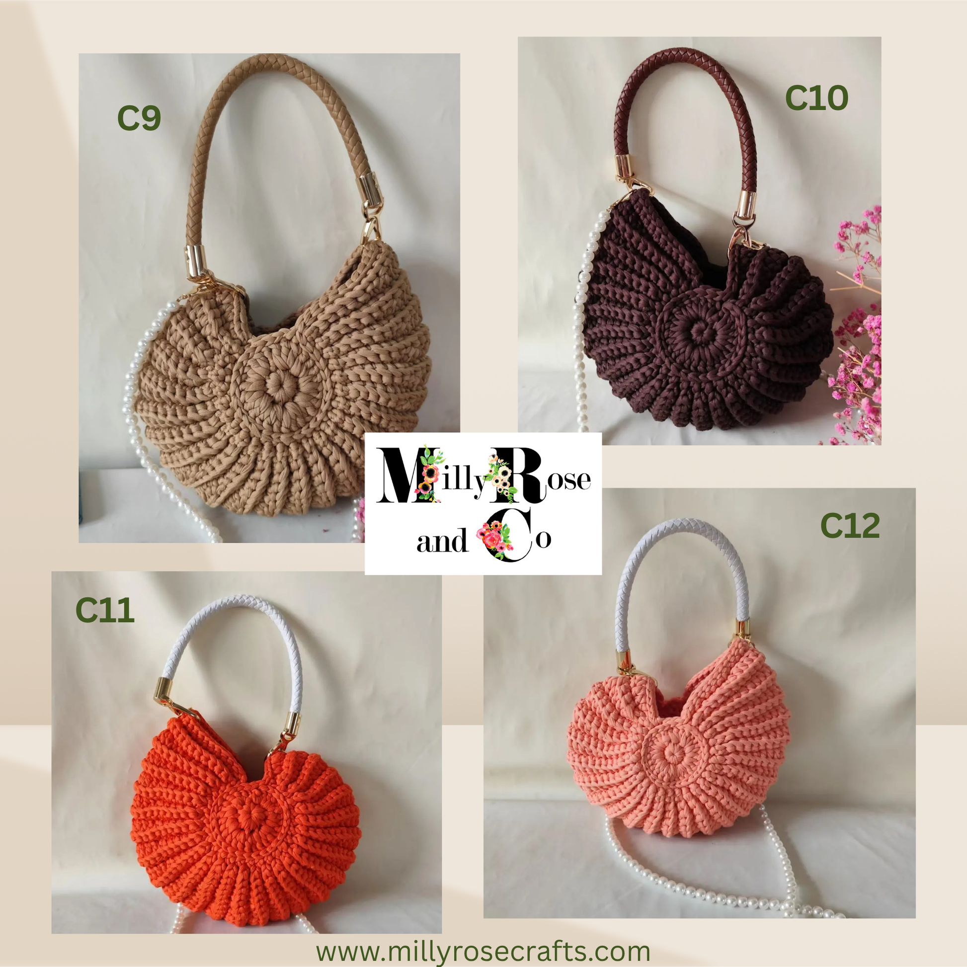 Crochet Nautilus Shell Hand Bag
