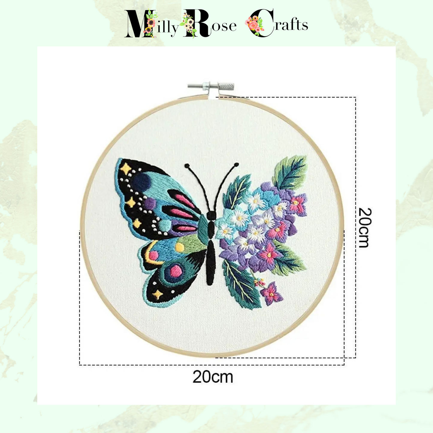 3 Set Butterfly Embroidery Kit DIY Beginner Butterfly Flower Embroidery Kit  Preprinted Cloth Embroidery Threads for Craft Lover Hand Stitch