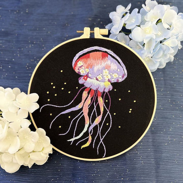 Jellyfish Embroidery Kit DIY-Stamped Cross Stitch-Perfect Craft Gift