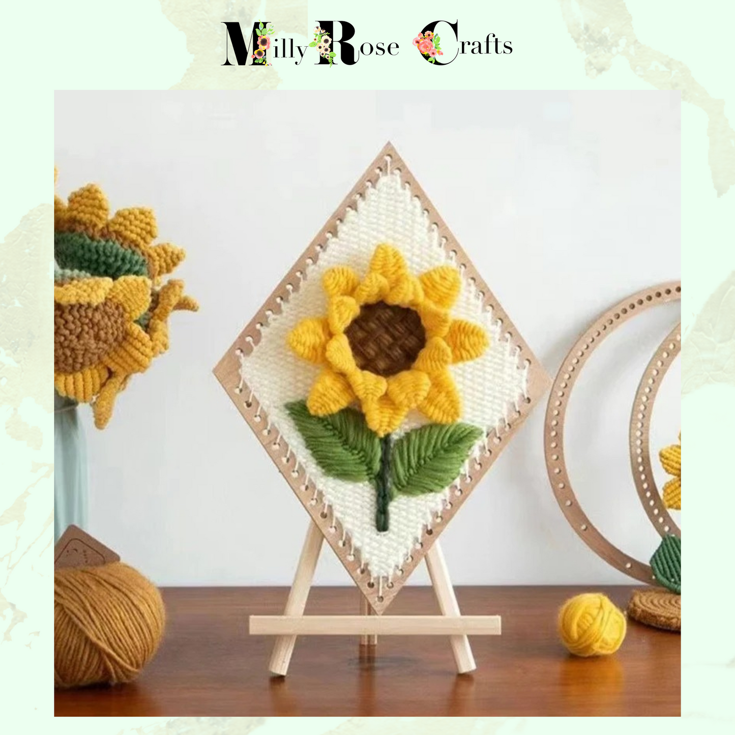 3D Sunflower Weaving Embroidery Kit Create 3D Embroidered Art Weaving Loom Supplies Set Crochet Craft Kit For Adults