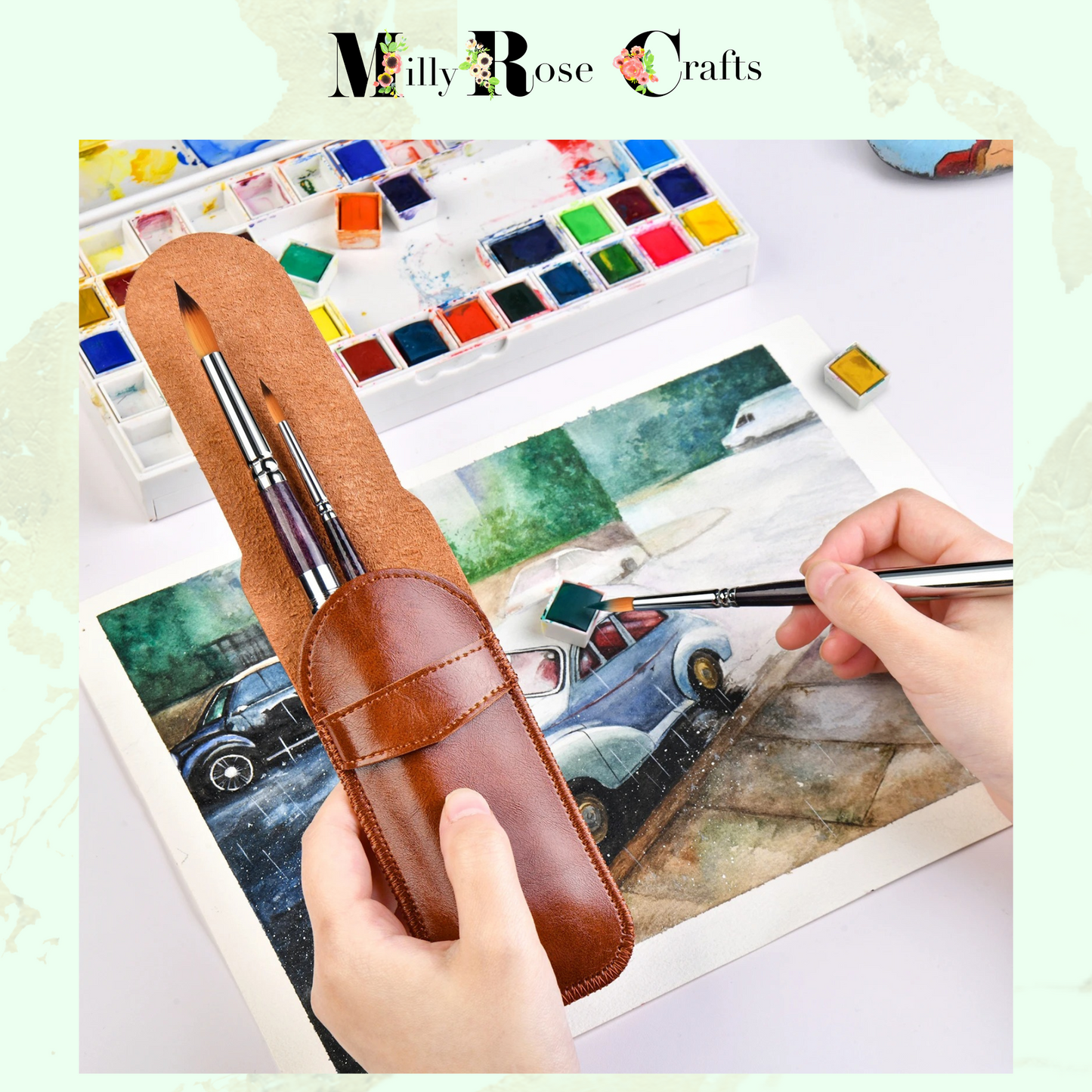 Travel Watercolour Brushes Compact Retractable Round Pointed Paint Brushes Mini Watercolour Brush Set Plein Air Paint Brush Organiser Gouache Brushes Travel Artist Brush