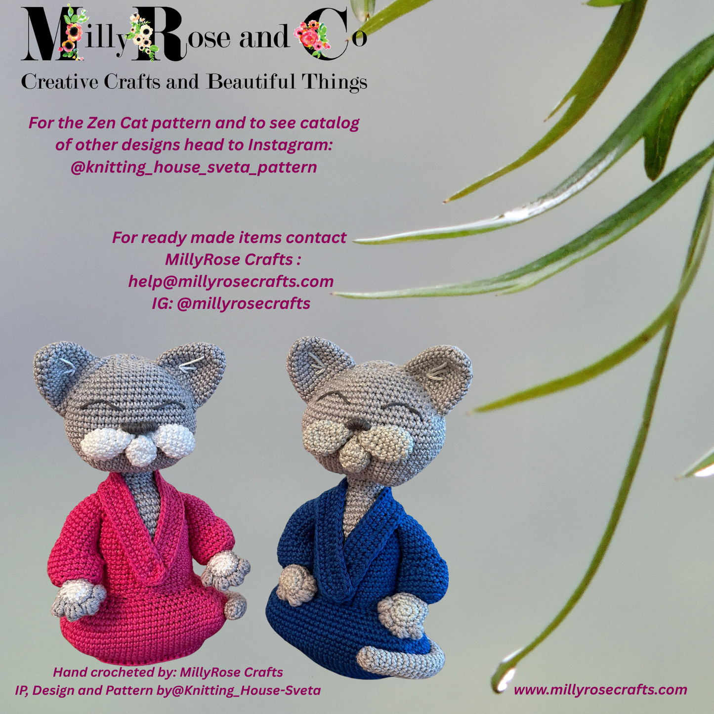 Hand Crocheted Meditating Zen Cat Peaceful Monk Amigurumi  Meditation & Wellbeing Altar Artisan Gift