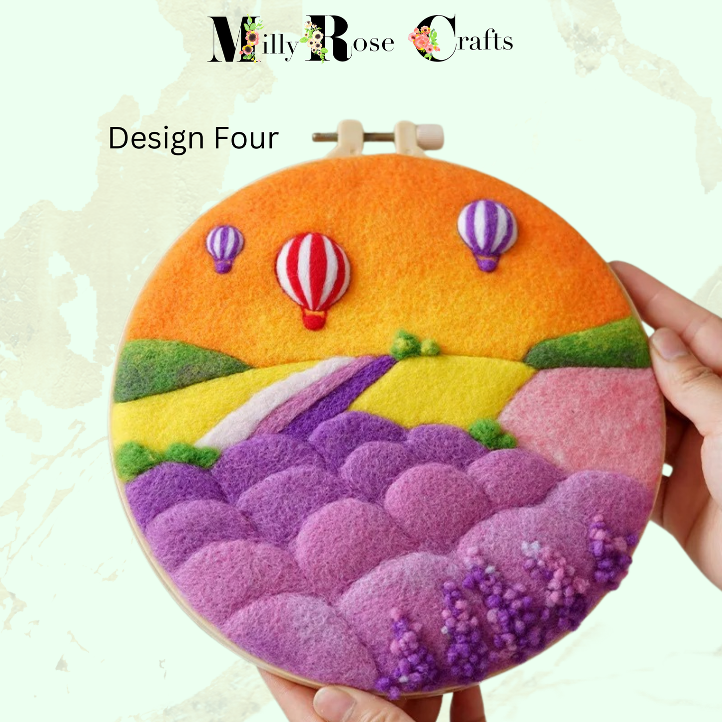 2D Needle Felting Kit-Wool Painting Kit for beginners, Poppies, Lavender, Balloons, Sunflowers and Wheat 2D Needle Felting Kit.