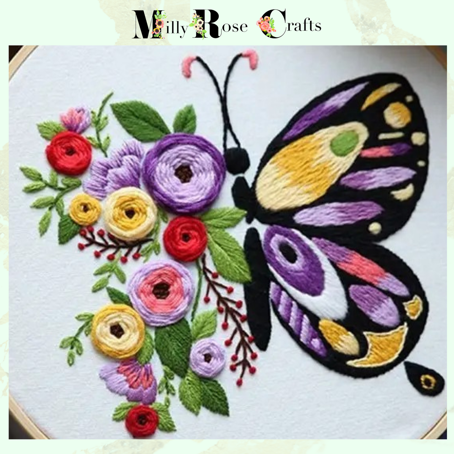 3 Set Butterfly Embroidery Kit DIY Beginner Butterfly Flower Embroidery Kit  Preprinted Cloth Embroidery Threads for Craft Lover Hand Stitch