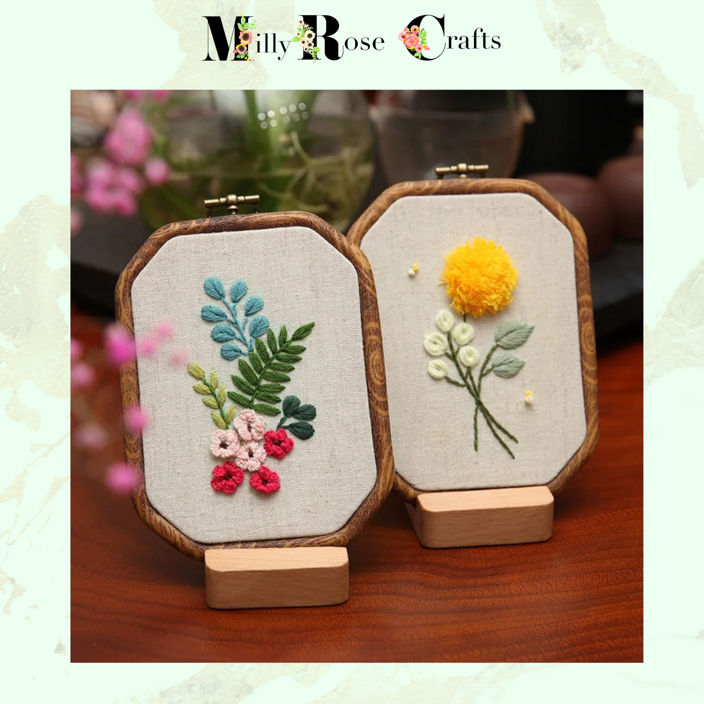 Spring Flower Embroidery Kits Tulip DIY Daisy Flower Pattern Lilac Snow Drops Clover Summer Flower Embroidery kit,Roses Stamped Cross Stitch